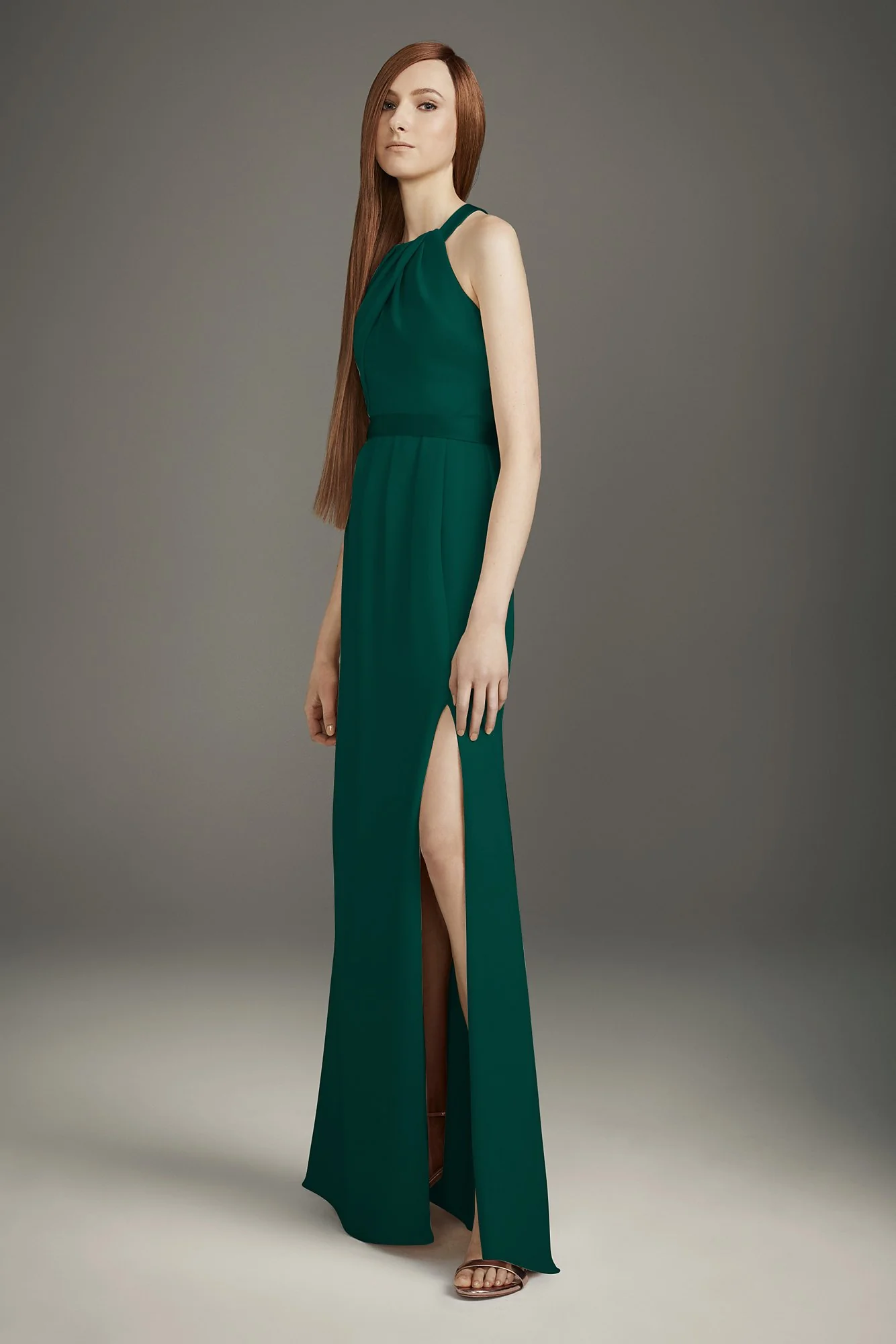 Pleated Cross-Back Double Cloth Bridesmaid Dress - Image 10