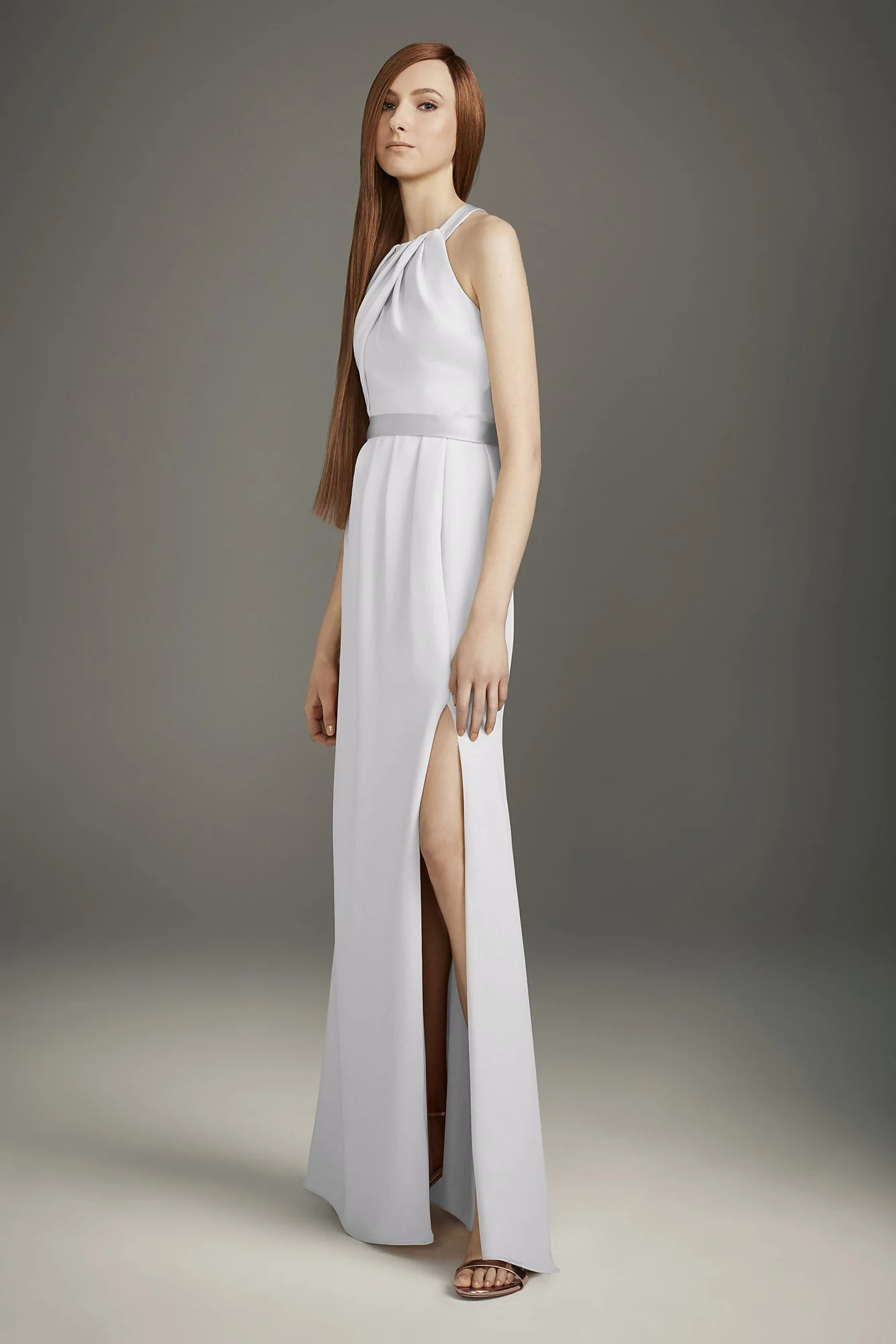 Pleated Cross-Back Double Cloth Bridesmaid Dress - Image 12