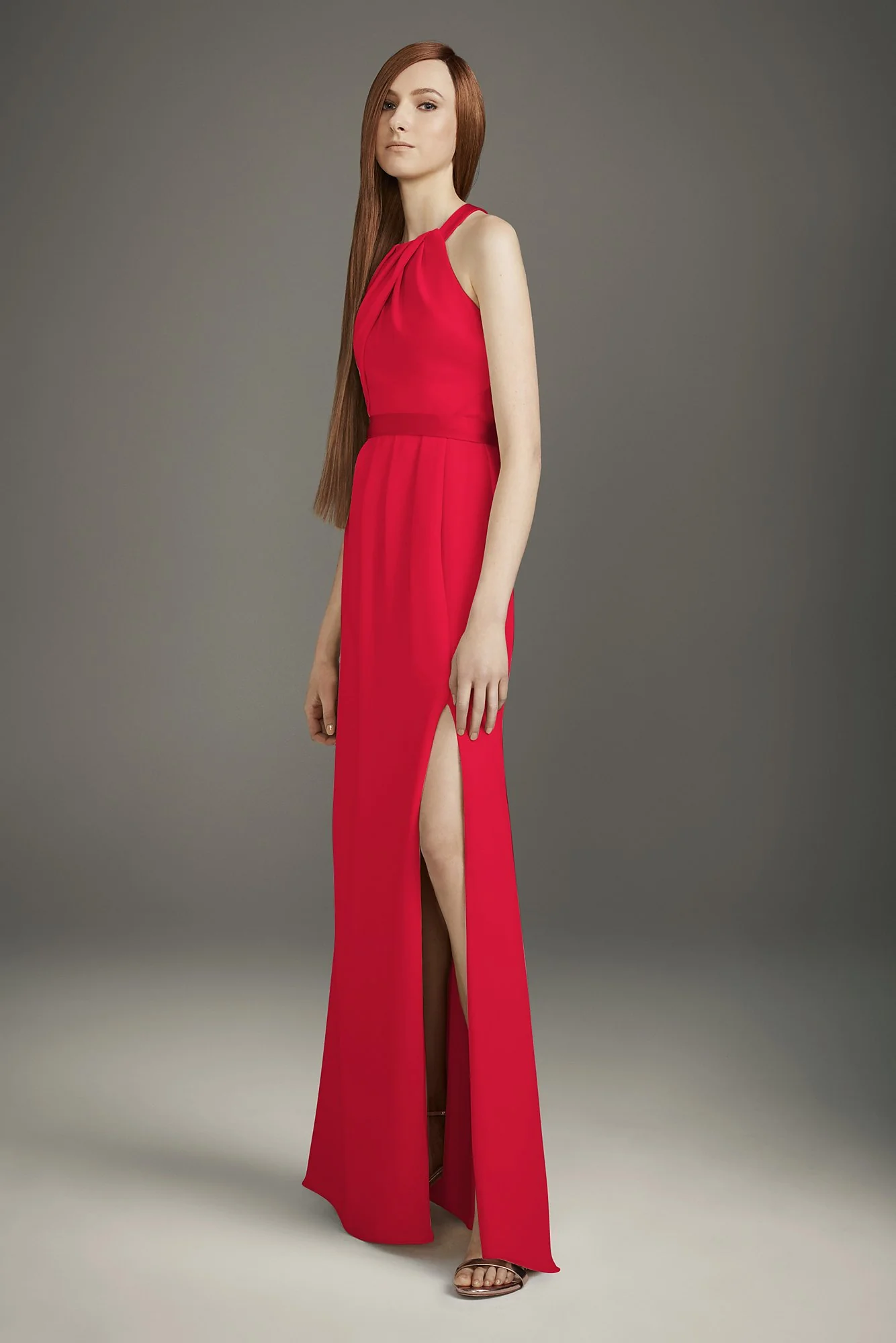 Pleated Cross-Back Double Cloth Bridesmaid Dress - Image 13