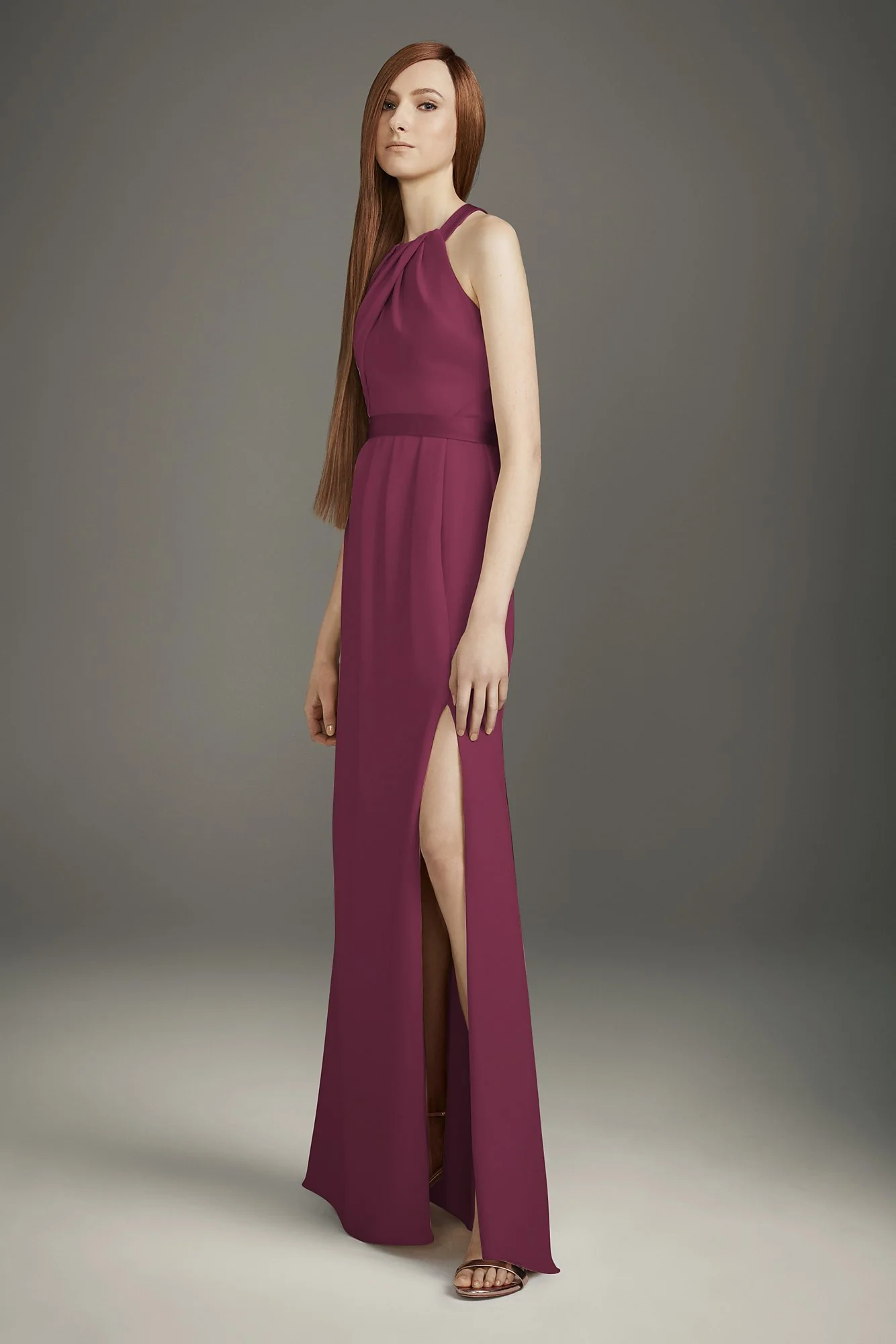 Pleated Cross-Back Double Cloth Bridesmaid Dress - Image 15