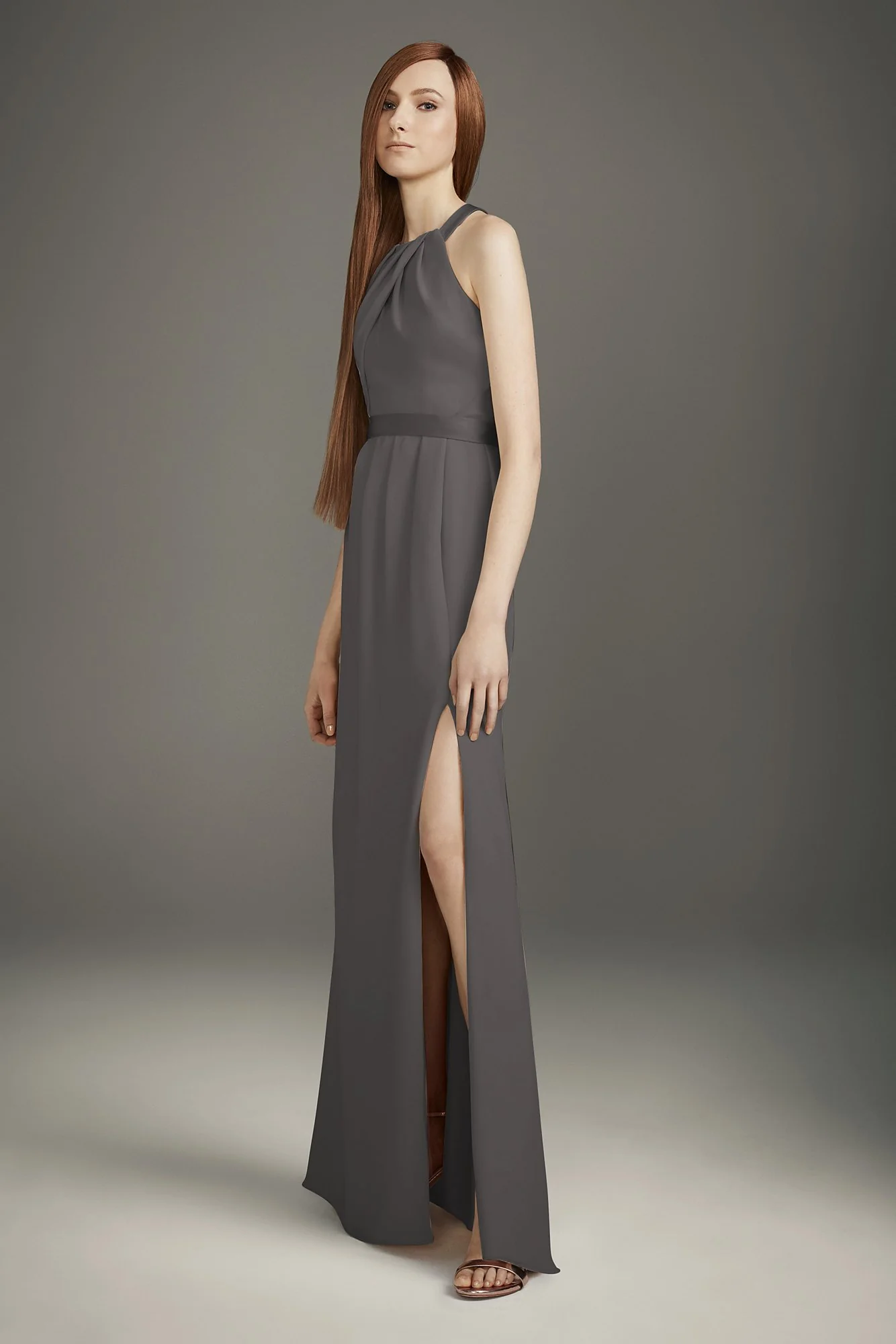 Pleated Cross-Back Double Cloth Bridesmaid Dress - Image 17