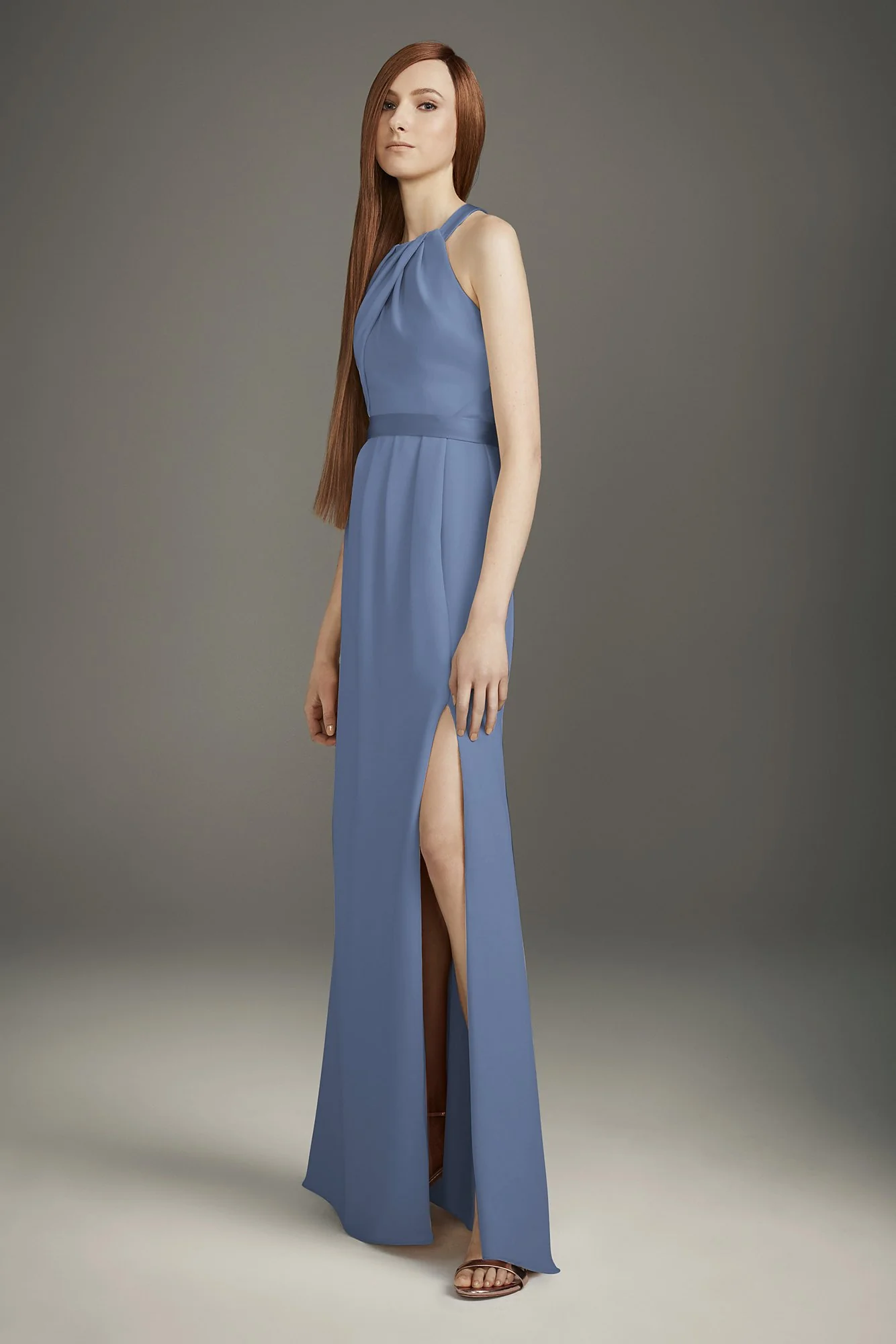 Pleated Cross-Back Double Cloth Bridesmaid Dress - Image 18