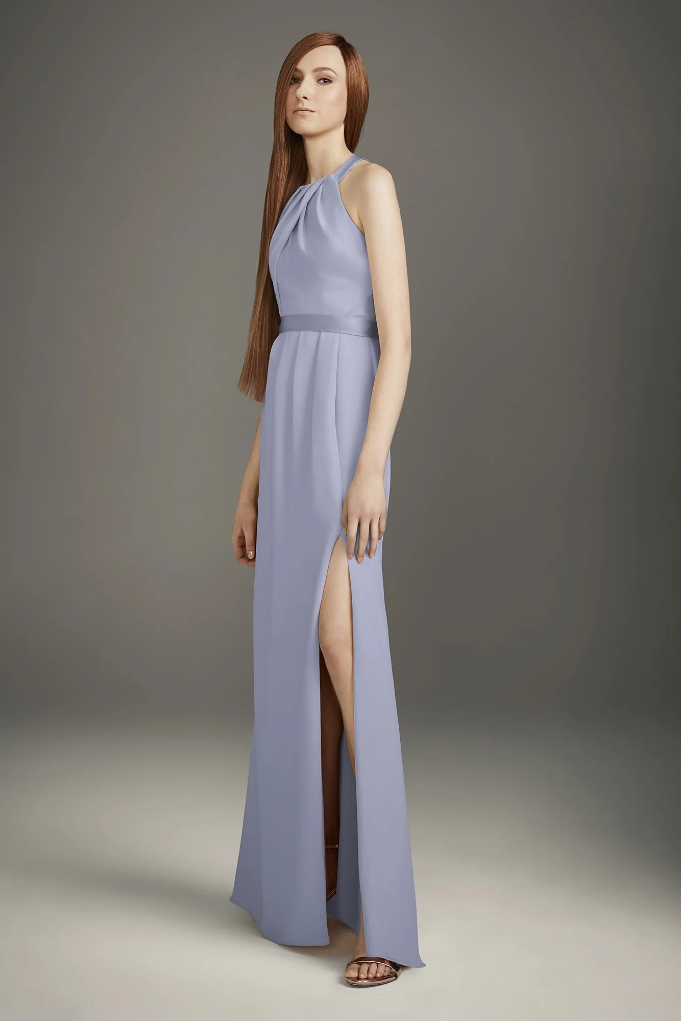Pleated Cross-Back Double Cloth Bridesmaid Dress - Image 2