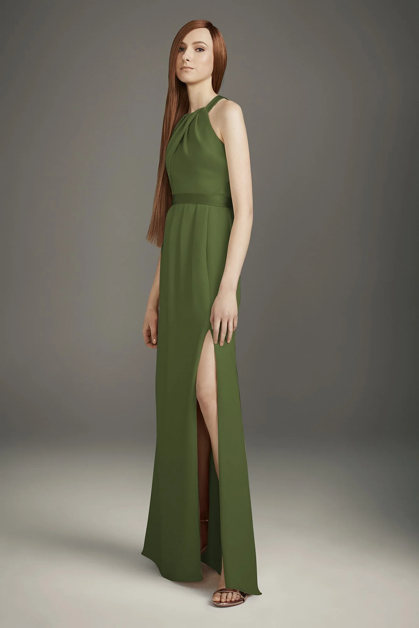 Pleated Cross-Back Double Cloth Bridesmaid Dress - Image 3