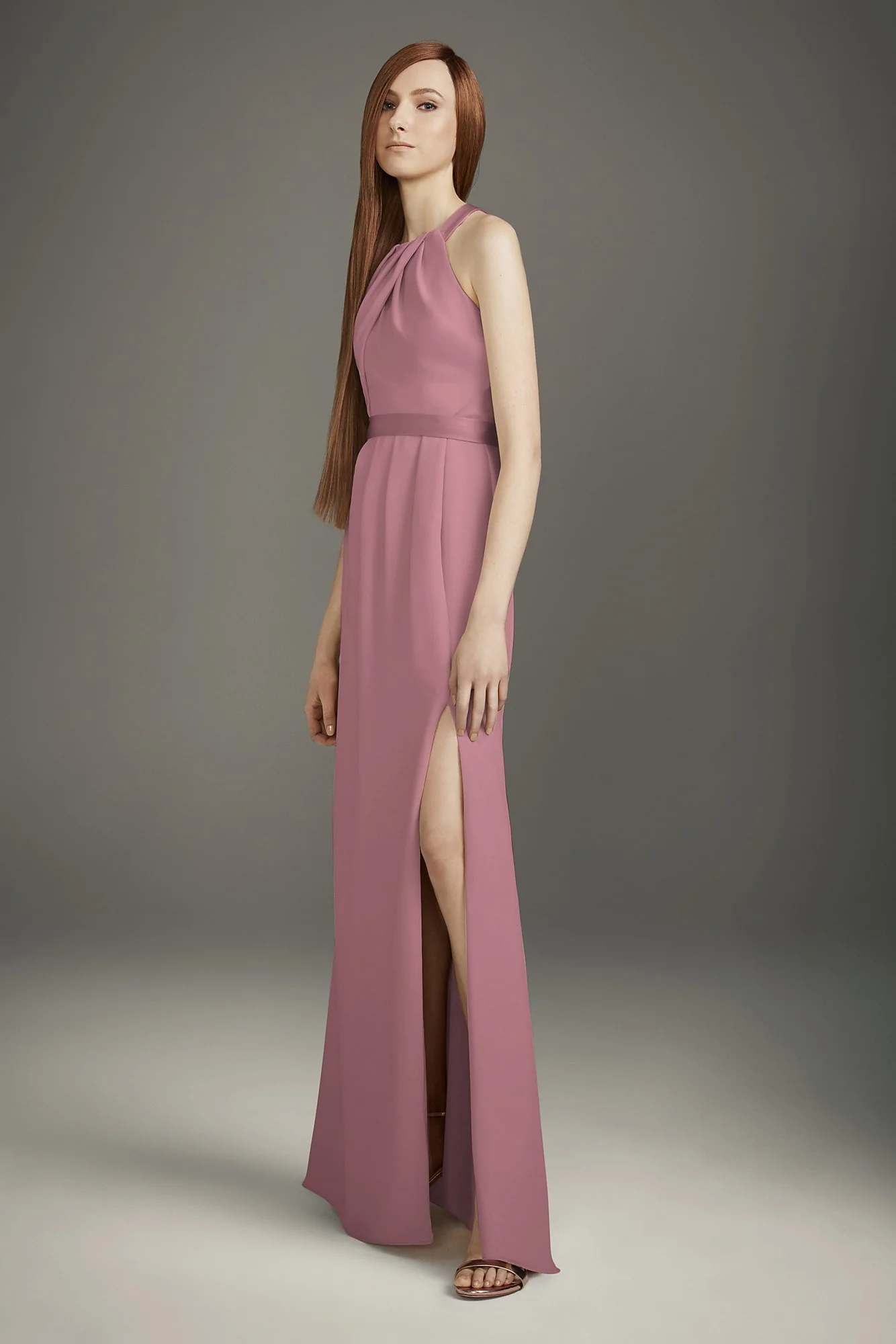 Pleated Cross-Back Double Cloth Bridesmaid Dress - Image 4