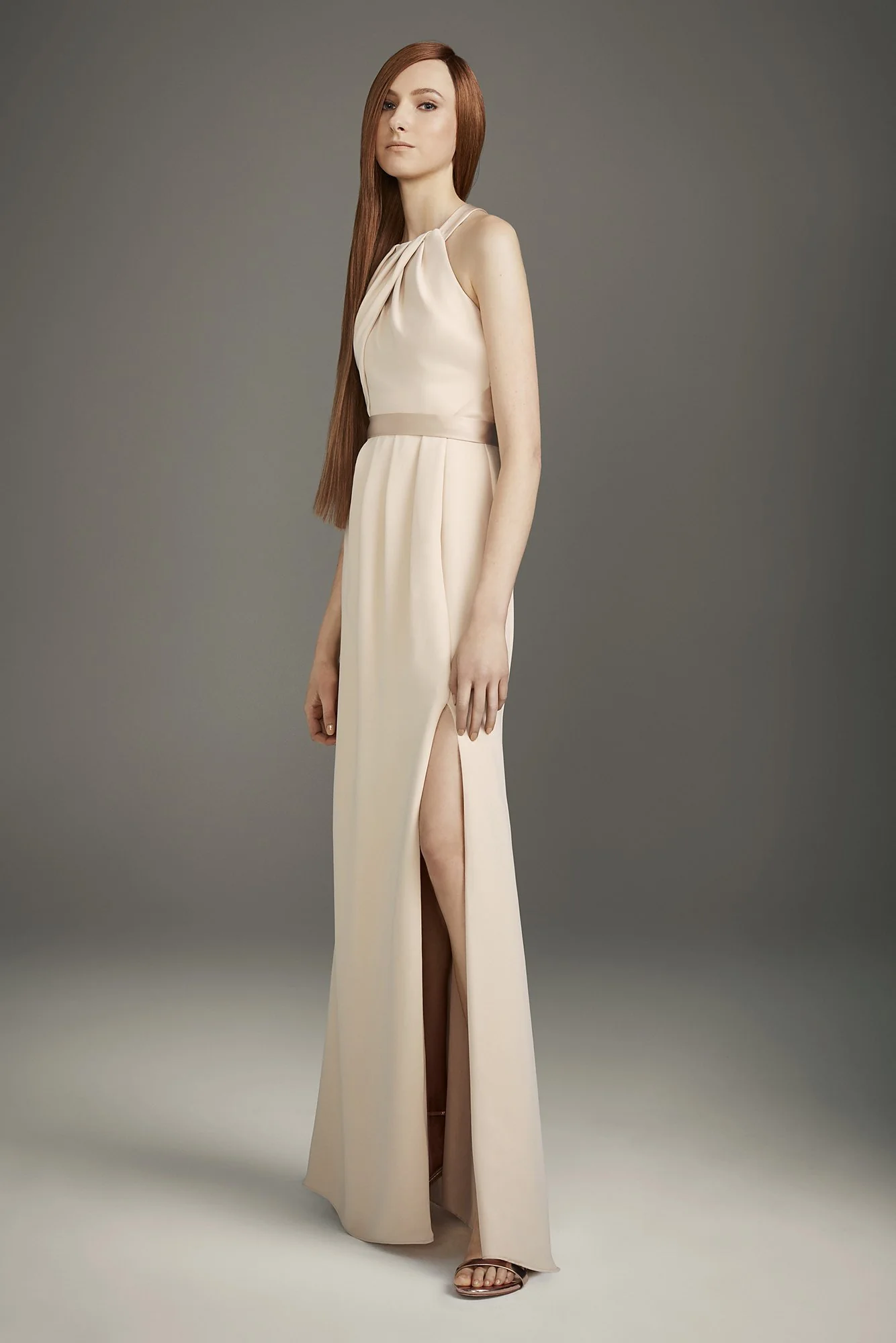 Pleated Cross-Back Double Cloth Bridesmaid Dress - Image 5