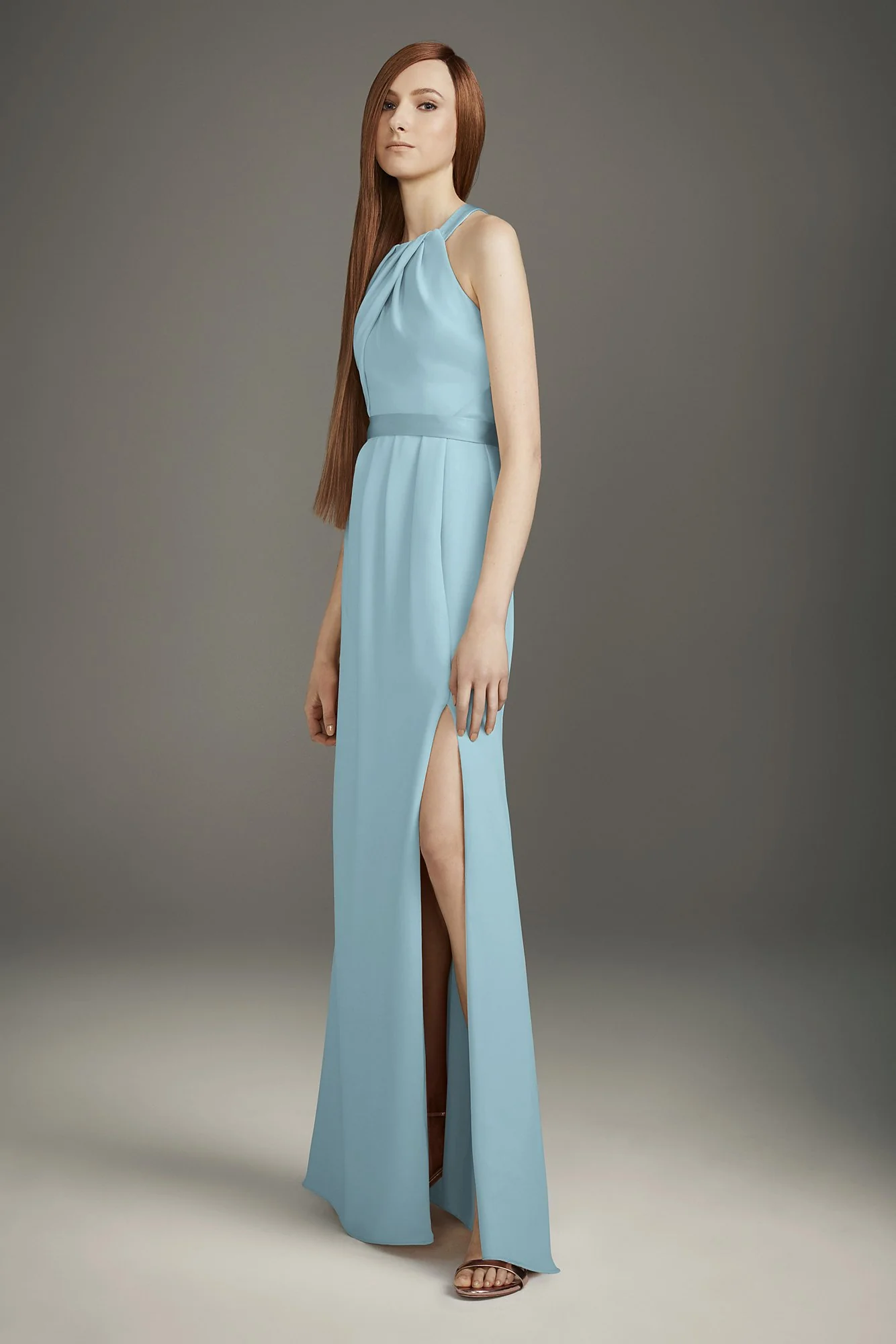 Pleated Cross-Back Double Cloth Bridesmaid Dress - Image 6