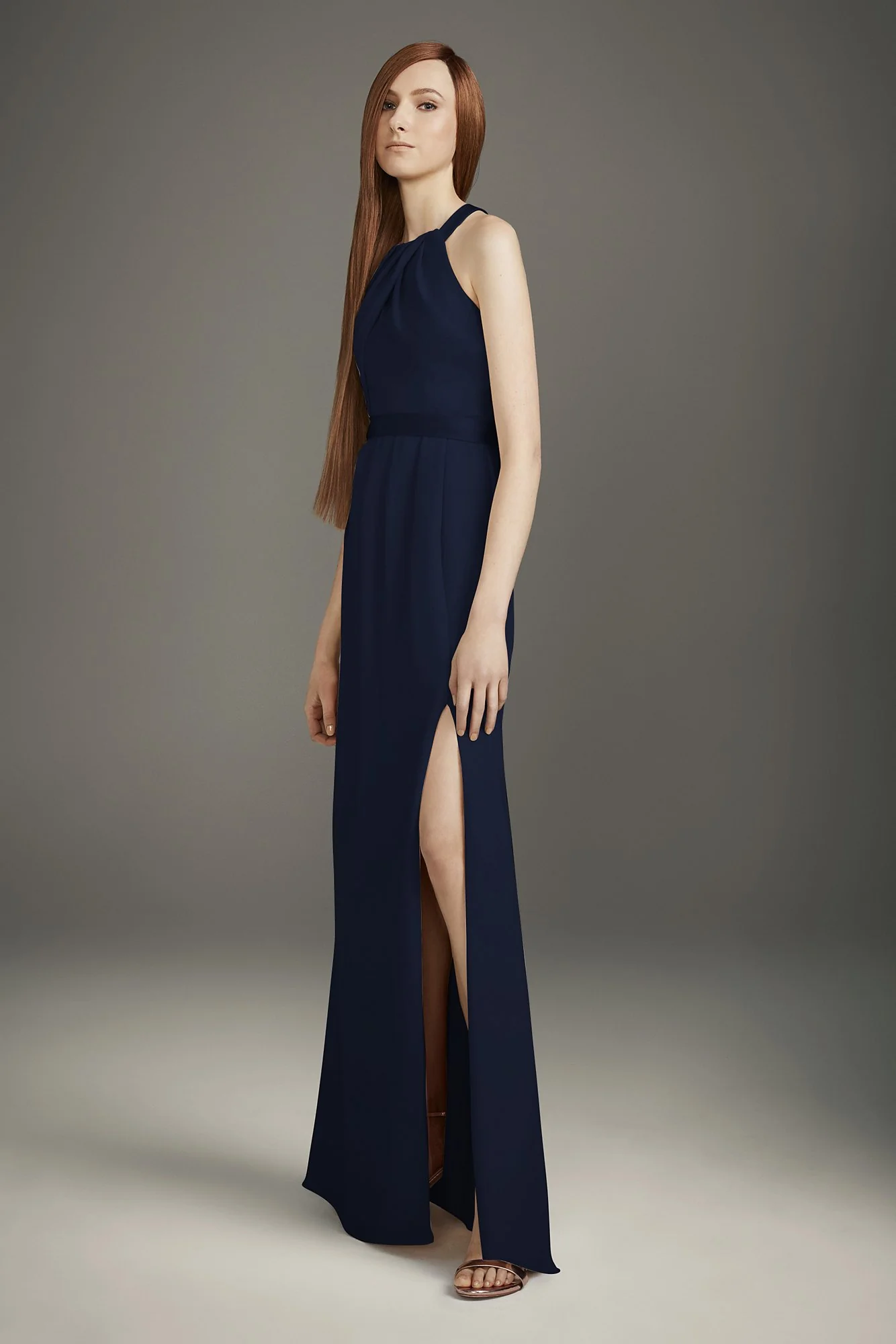Pleated Cross-Back Double Cloth Bridesmaid Dress - Image 7