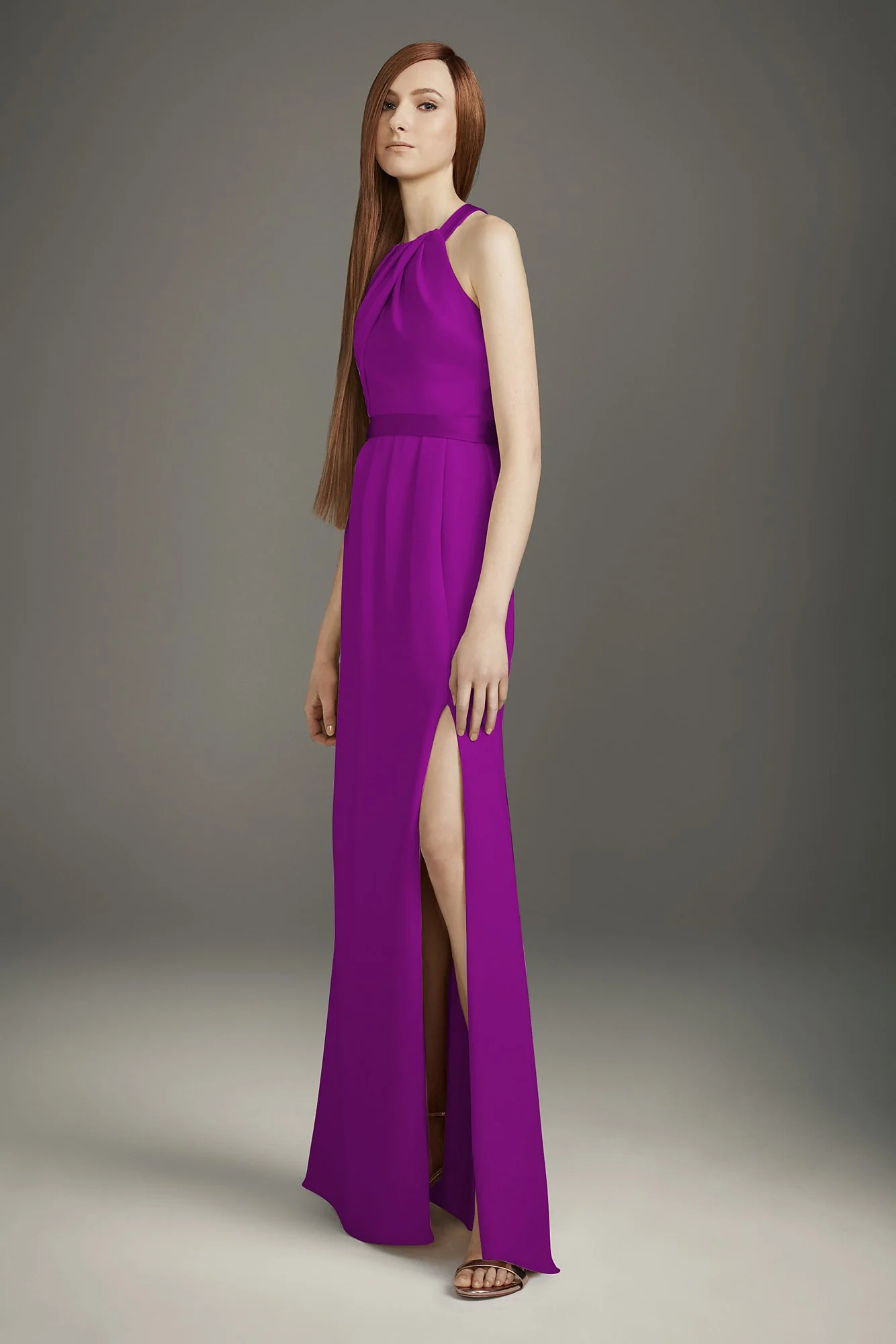 Pleated Cross-Back Double Cloth Bridesmaid Dress - Image 8