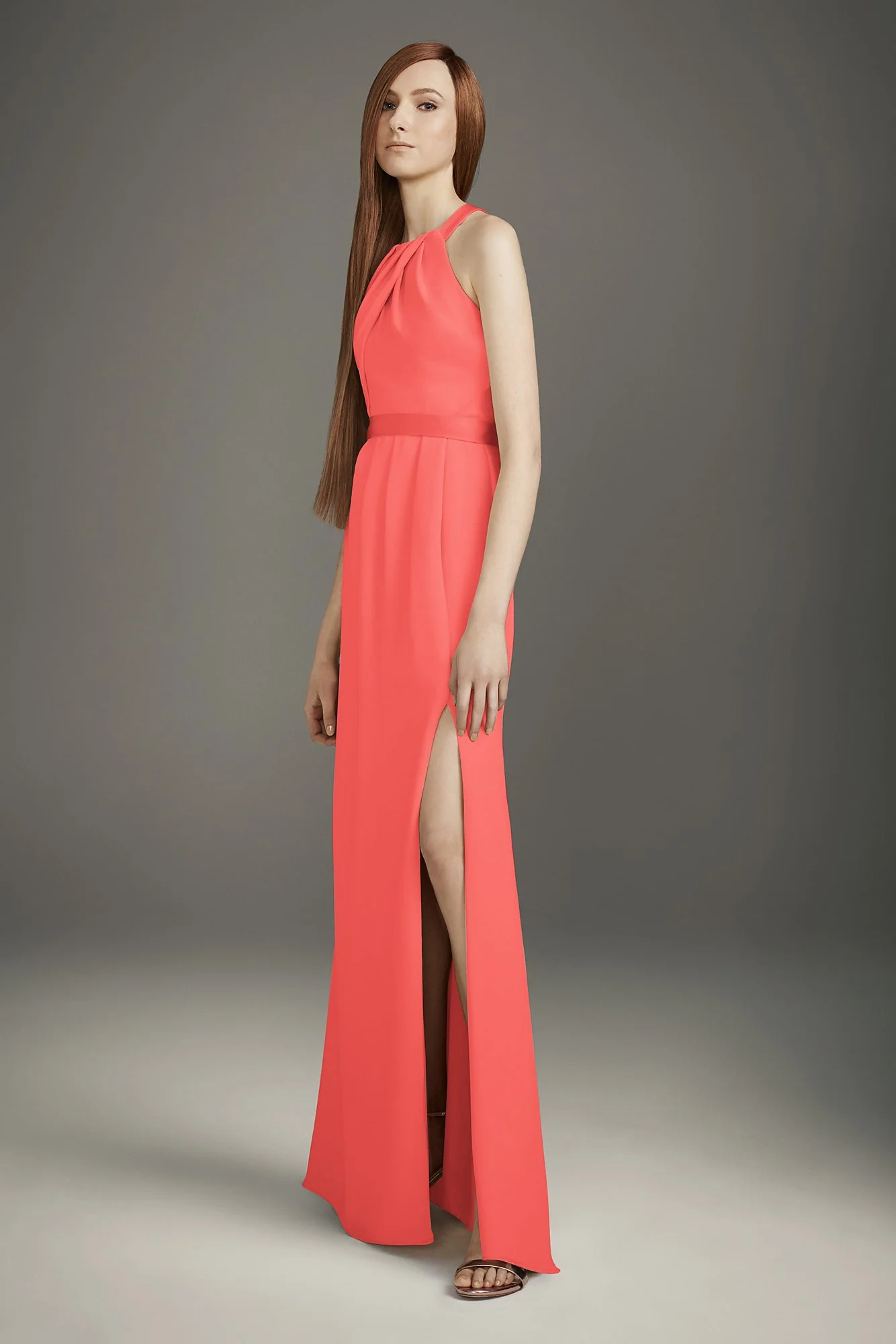 Pleated Cross-Back Double Cloth Bridesmaid Dress - Image 9