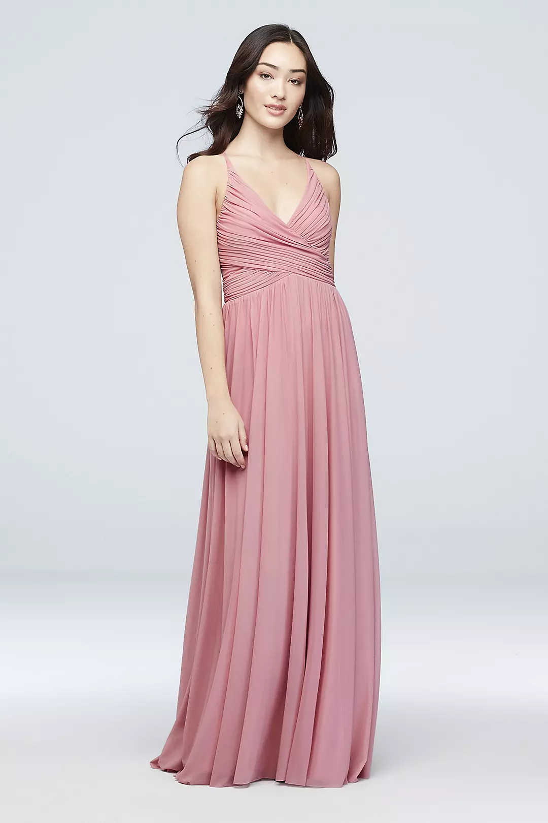 Pleated Mesh Gown with Illusion Back - Image 7