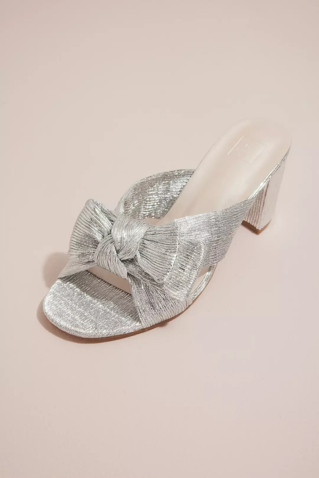 Pleated Metallic Bow Mules - Image 4