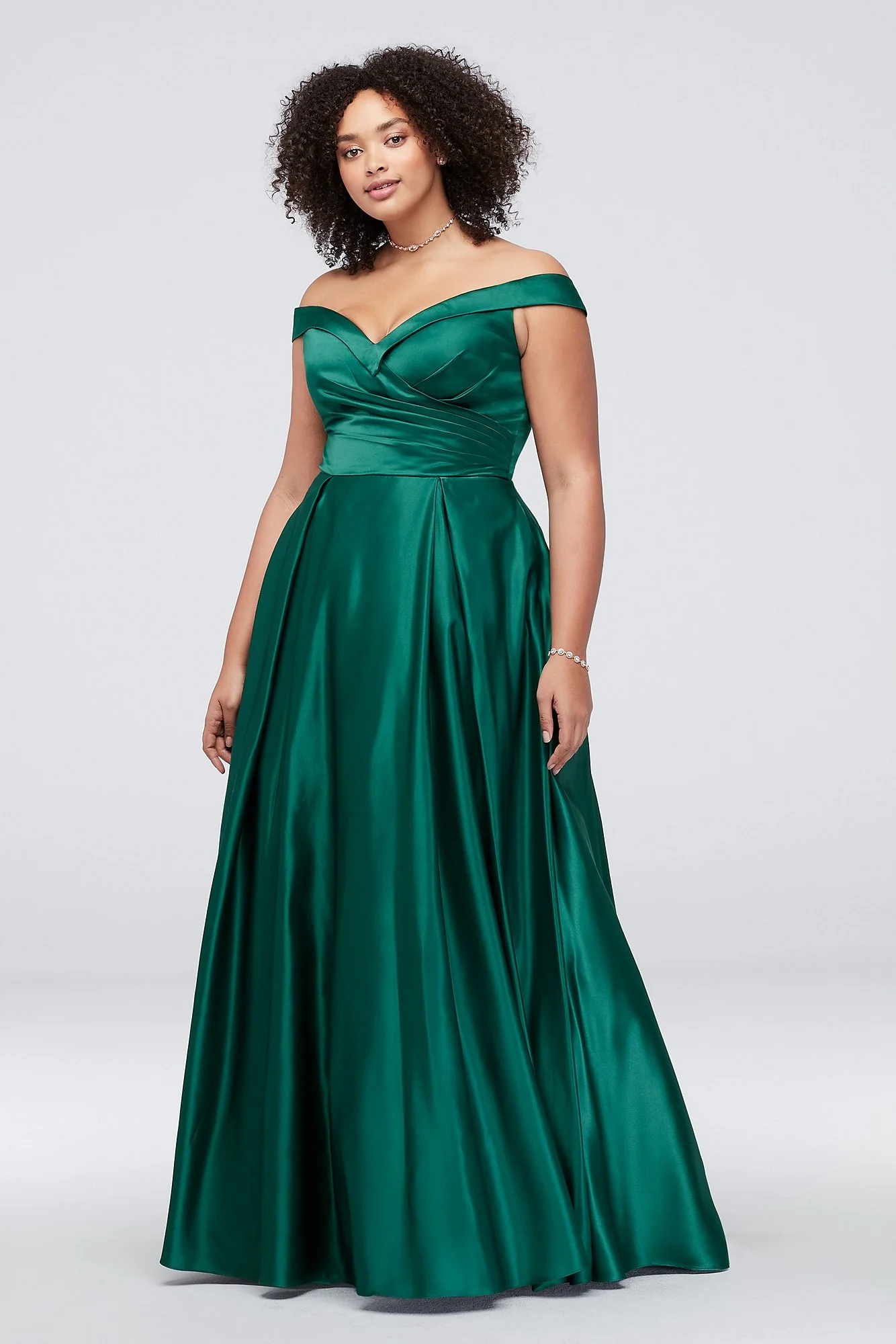 Pleated Off-the-Shoulder Lapel Ball Gown - Image 3