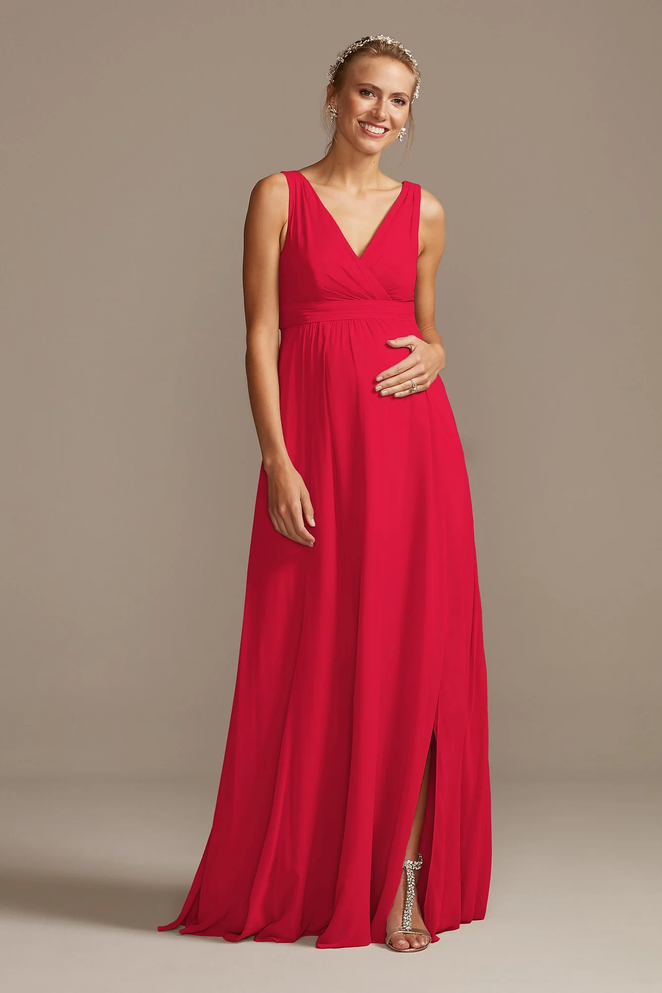 Pleated Tank Chiffon Maternity Dress - Image 10