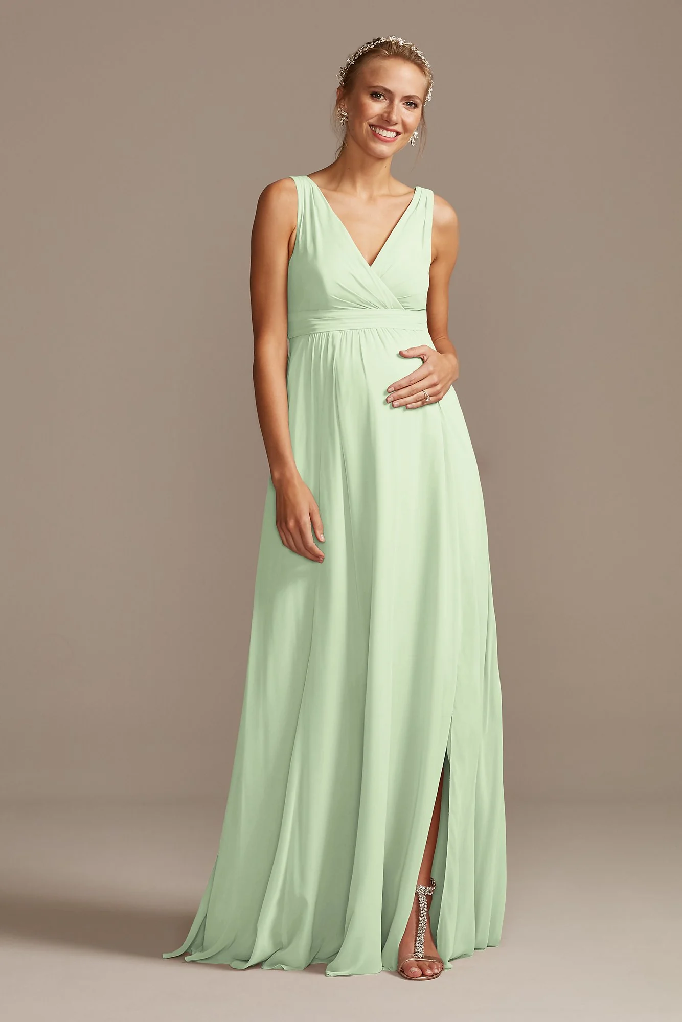Pleated Tank Chiffon Maternity Dress - Image 102