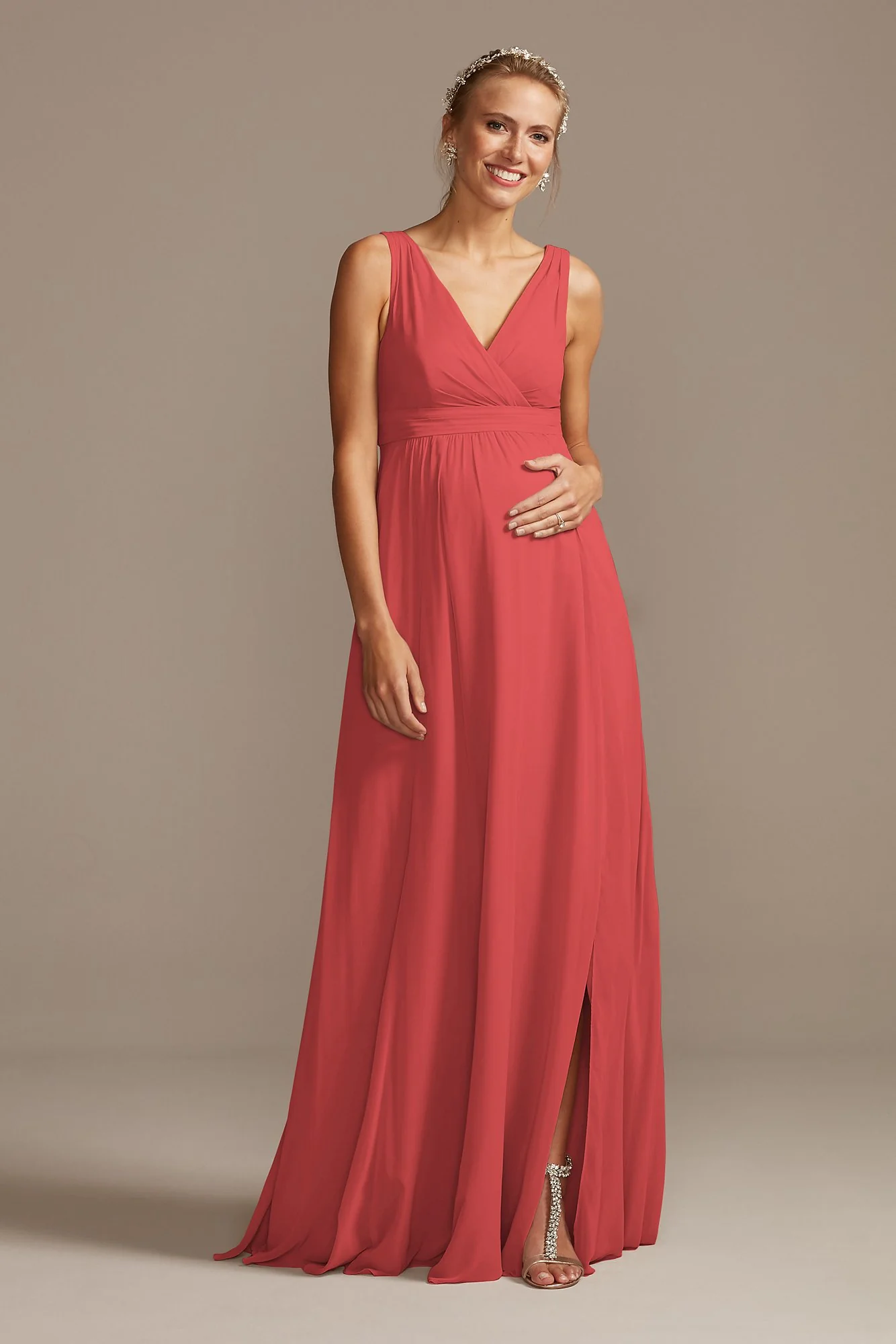 Pleated Tank Chiffon Maternity Dress - Image 104