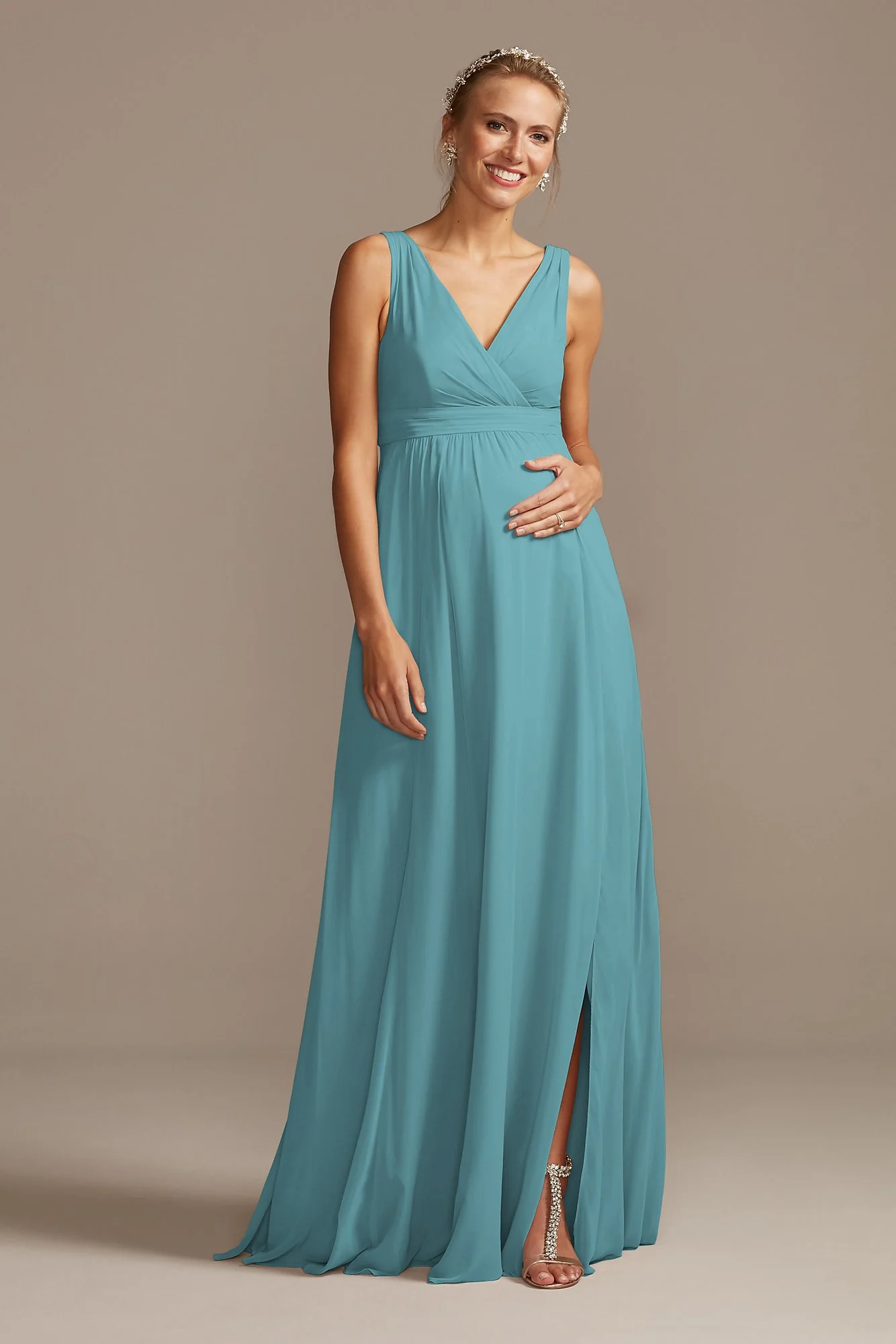 Pleated Tank Chiffon Maternity Dress - Image 105