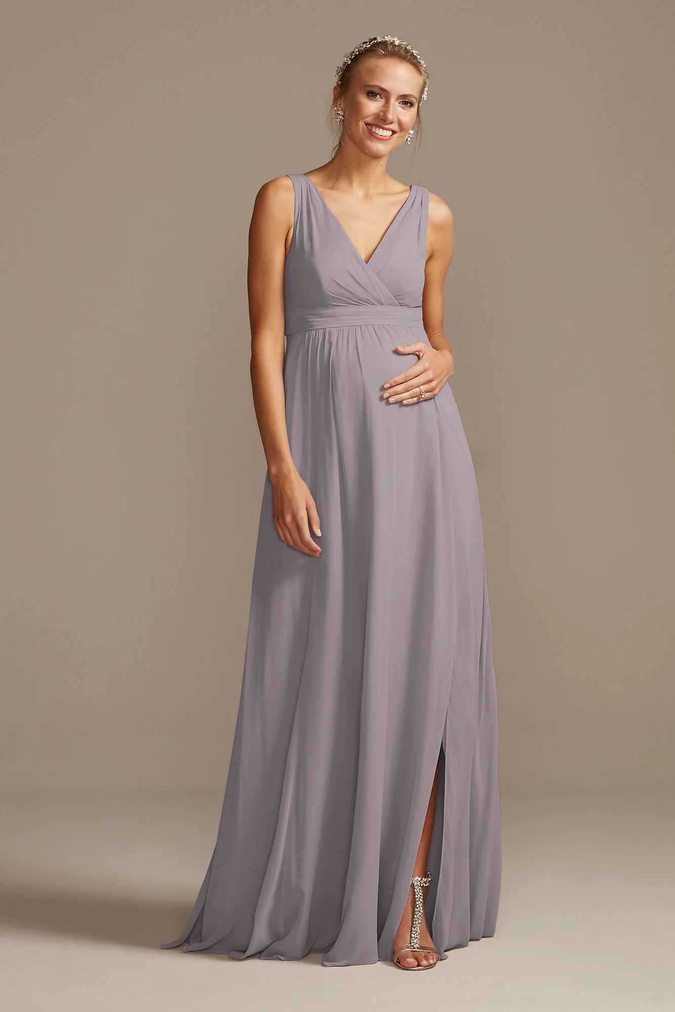 Pleated Tank Chiffon Maternity Dress - Image 106