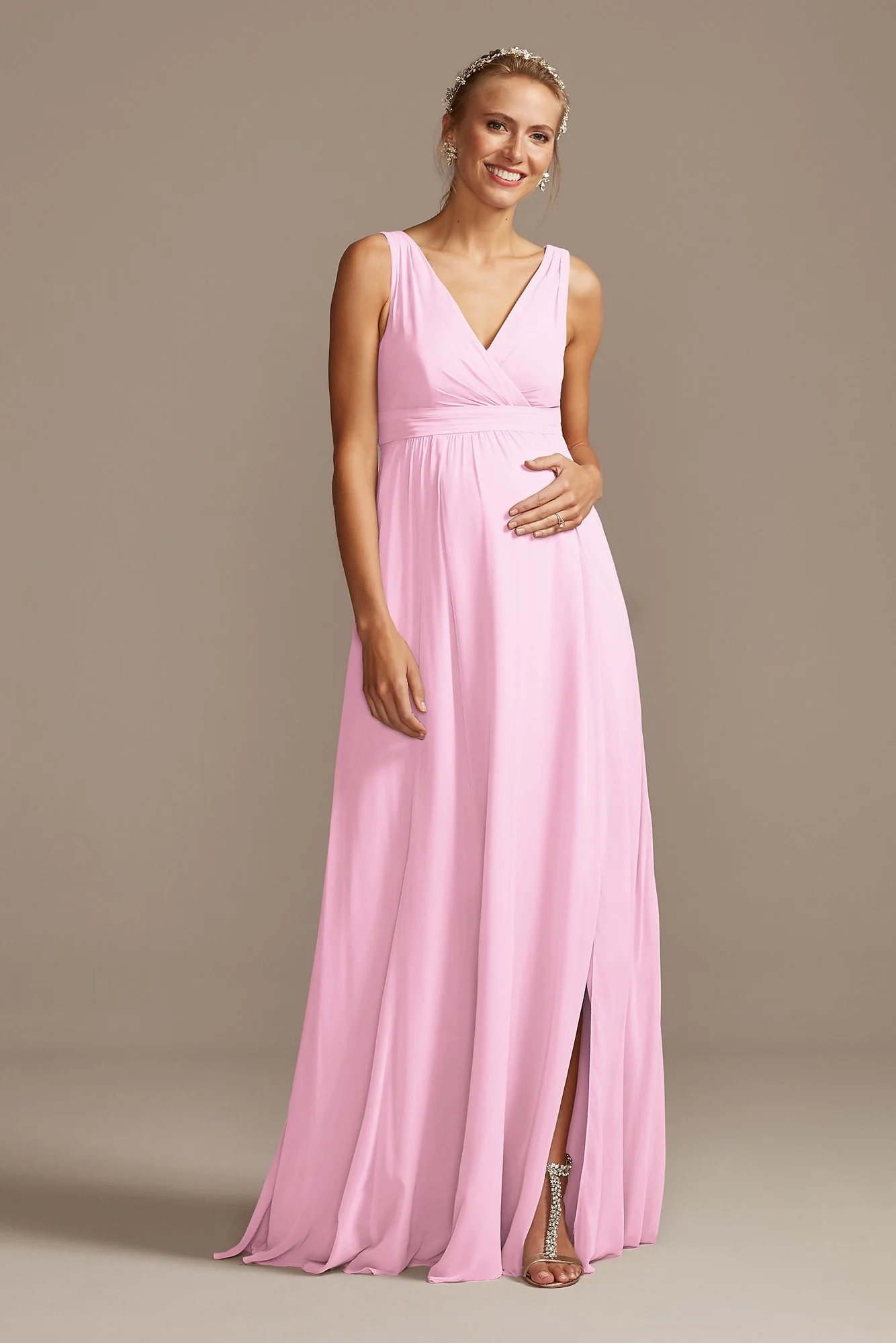 Pleated Tank Chiffon Maternity Dress - Image 109