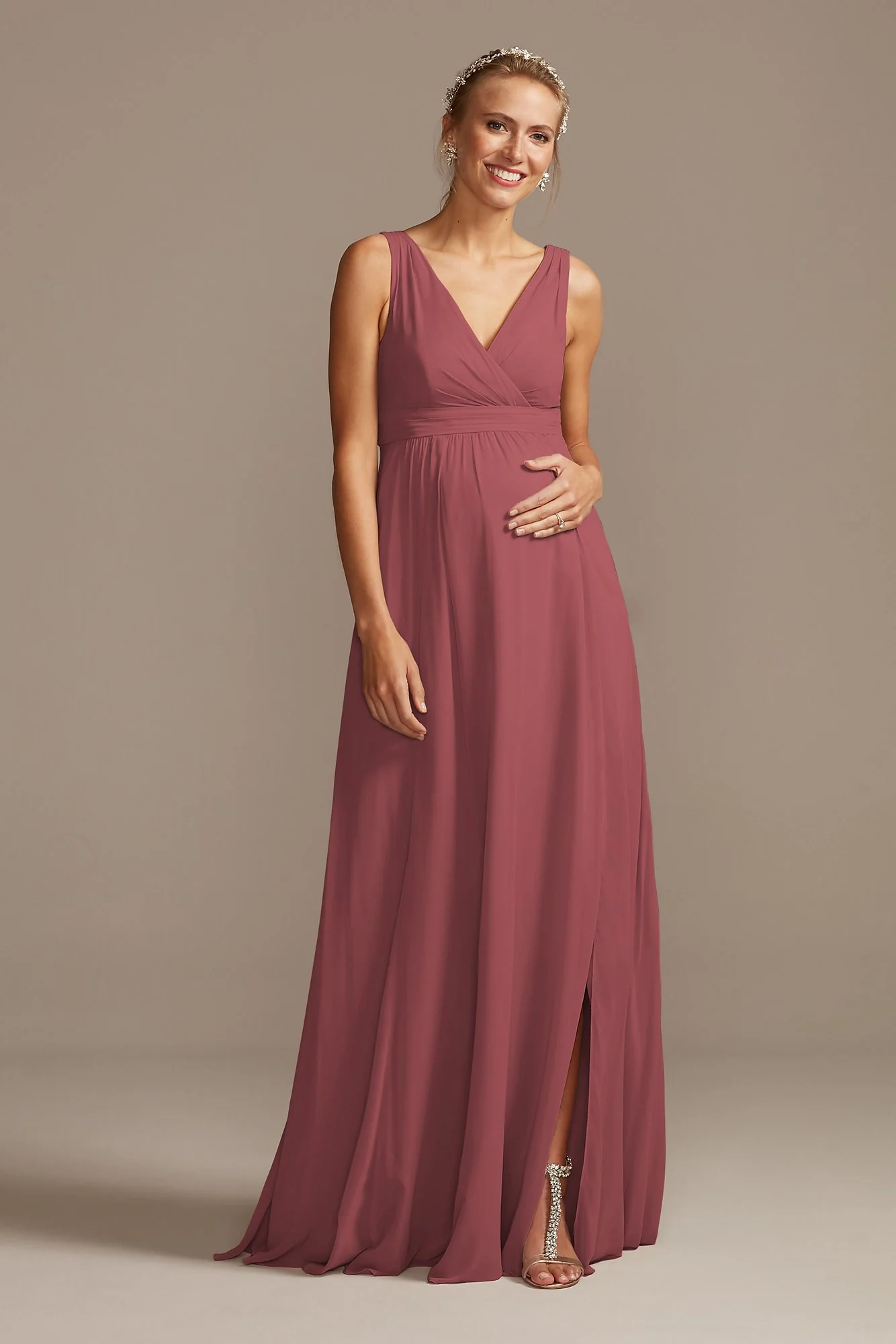 Pleated Tank Chiffon Maternity Dress - Image 11