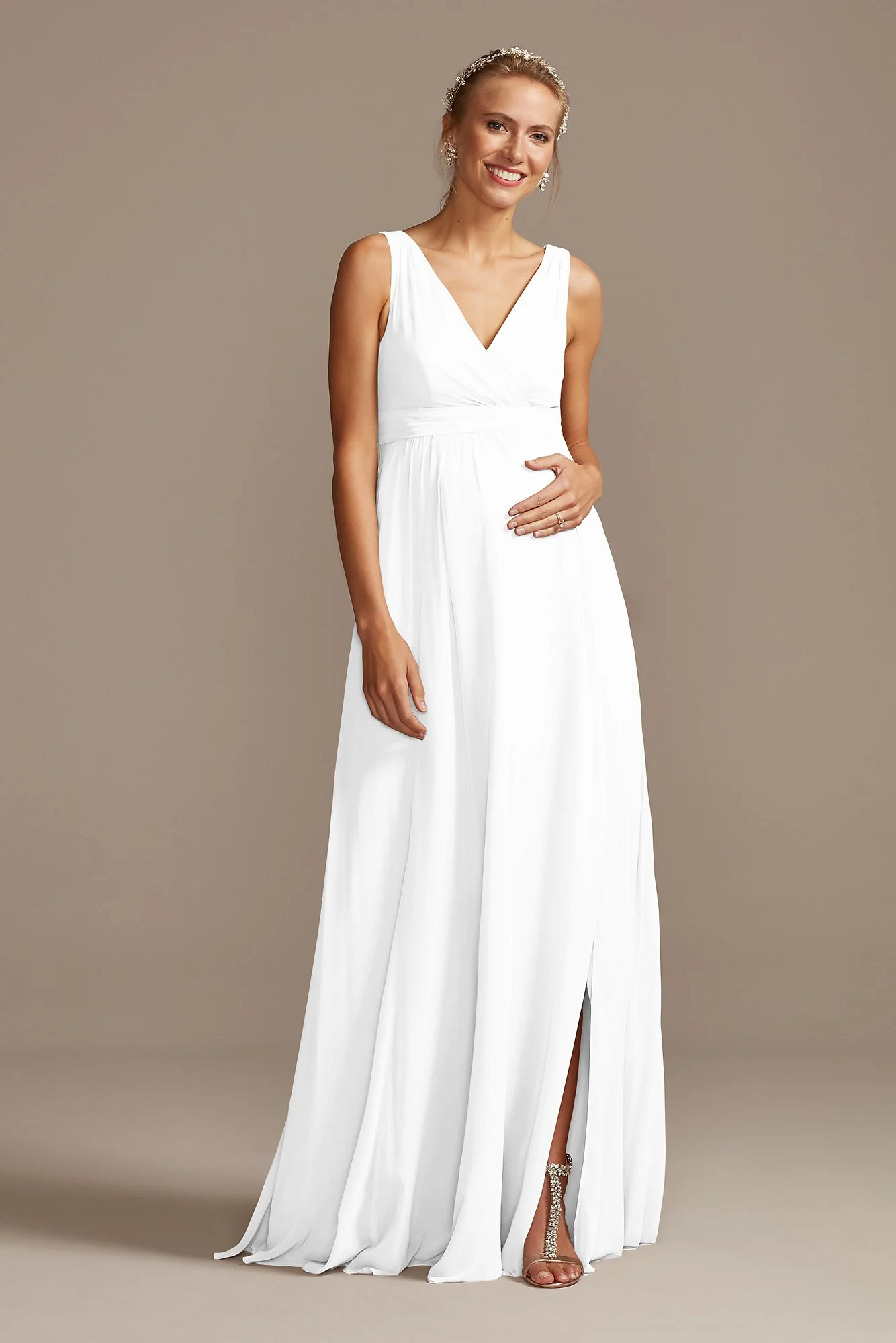 Pleated Tank Chiffon Maternity Dress - Image 110
