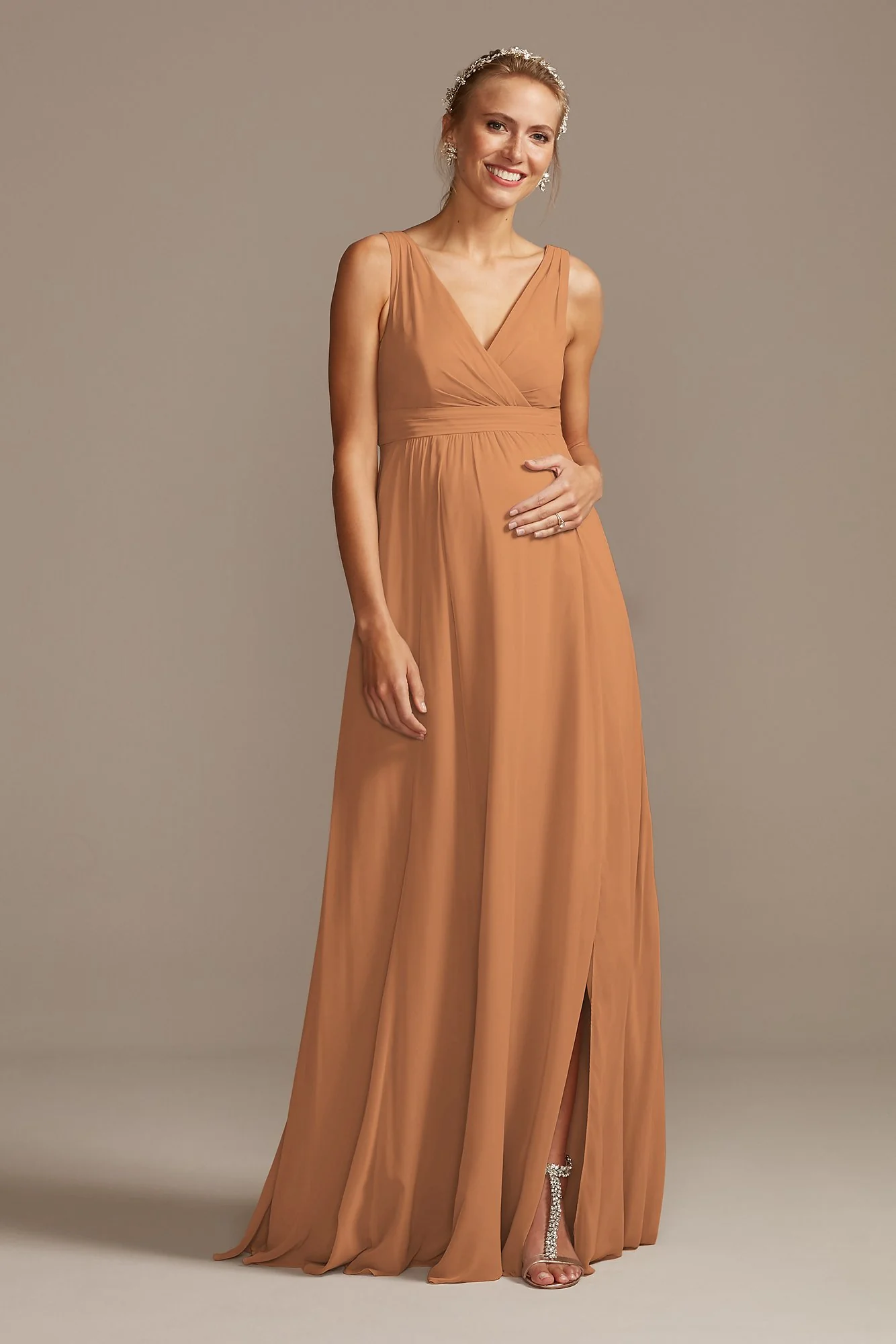 Pleated Tank Chiffon Maternity Dress - Image 113