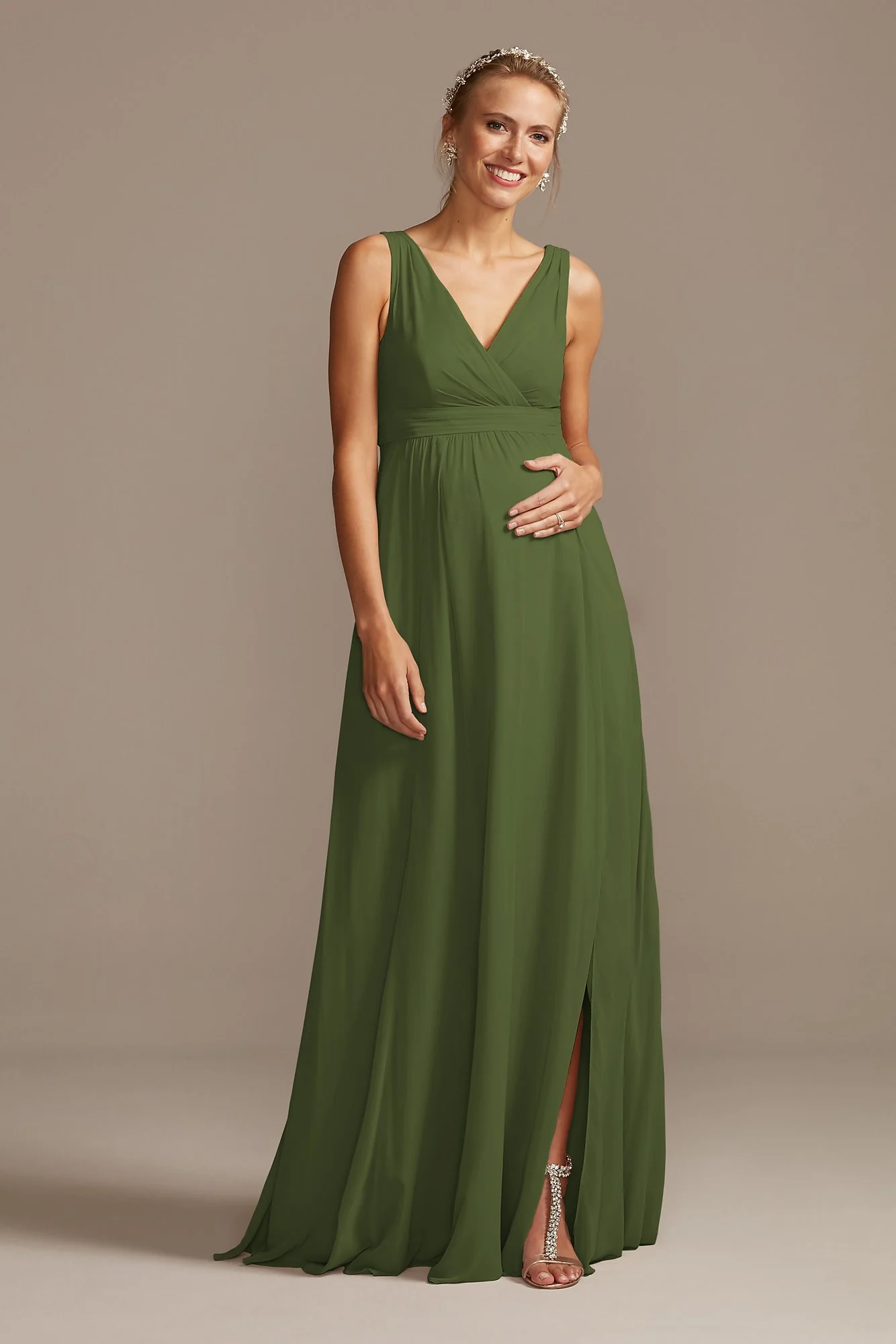Pleated Tank Chiffon Maternity Dress - Image 15