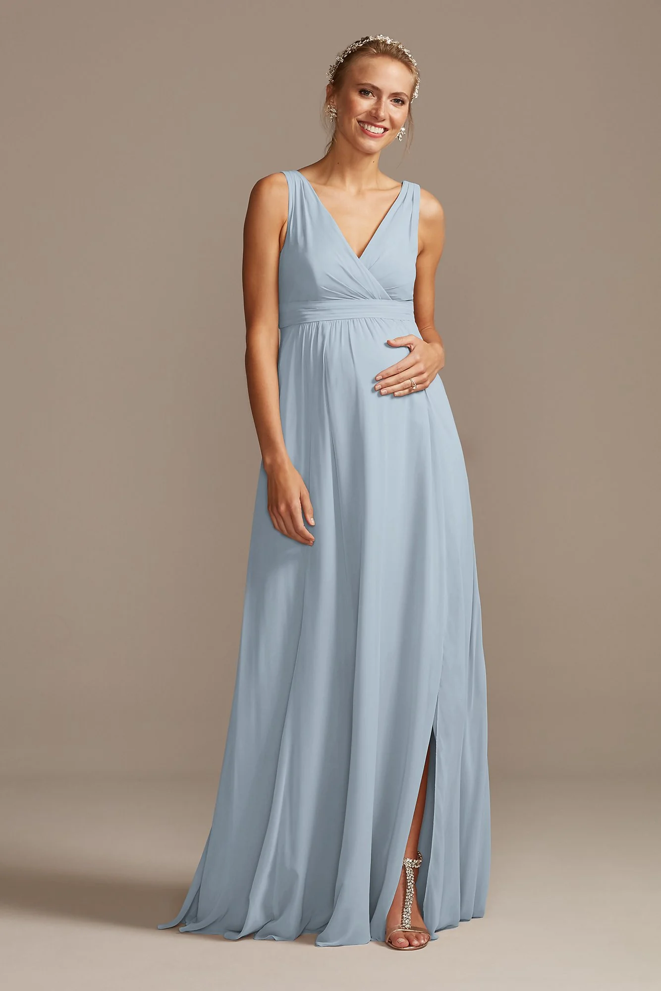 Pleated Tank Chiffon Maternity Dress - Image 16