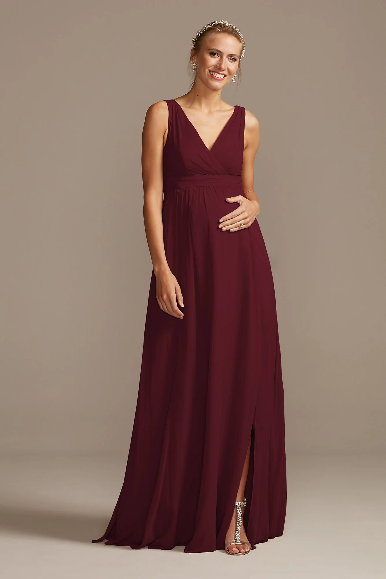 Pleated Tank Chiffon Maternity Dress - Image 26