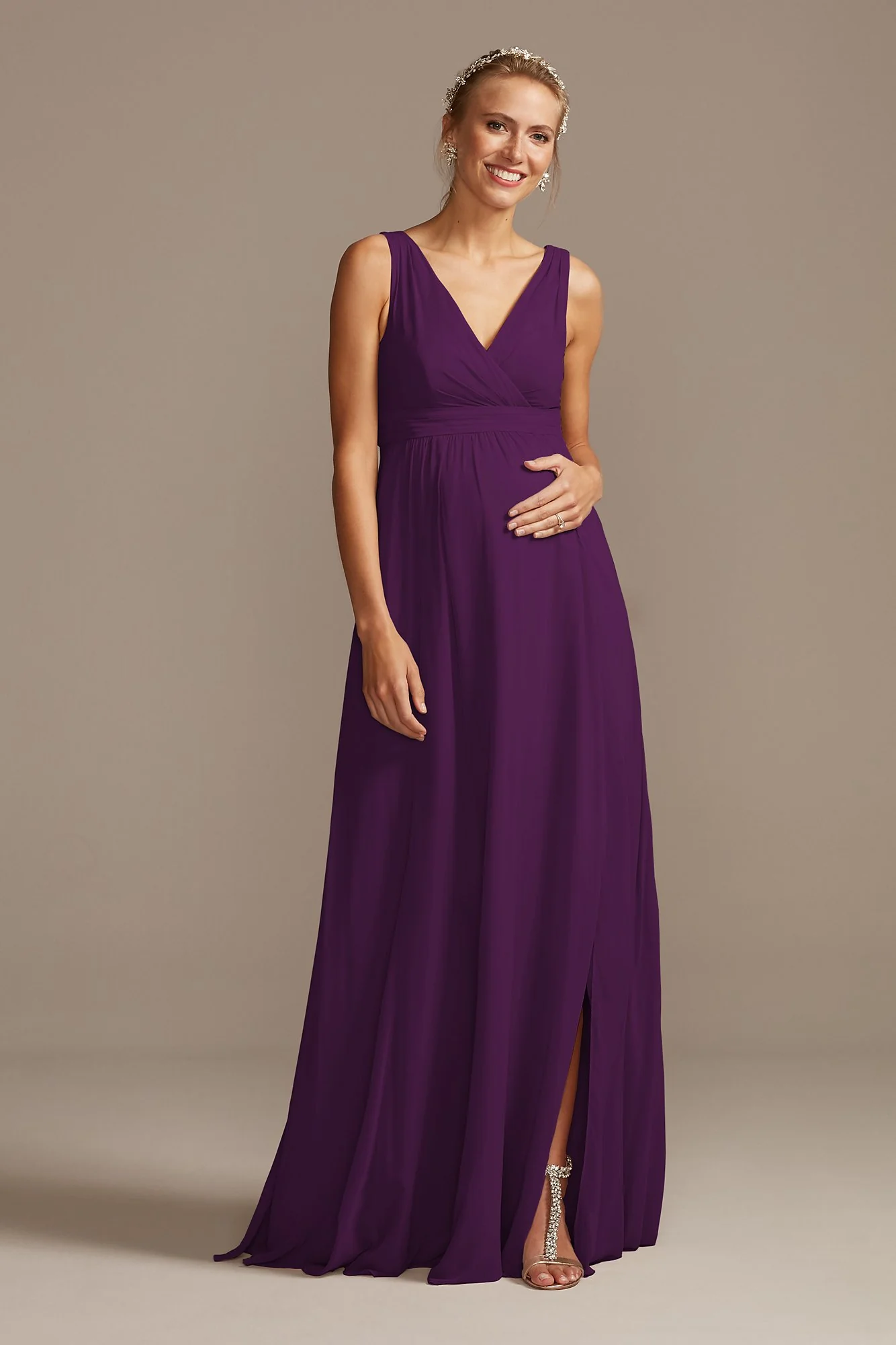 Pleated Tank Chiffon Maternity Dress - Image 27