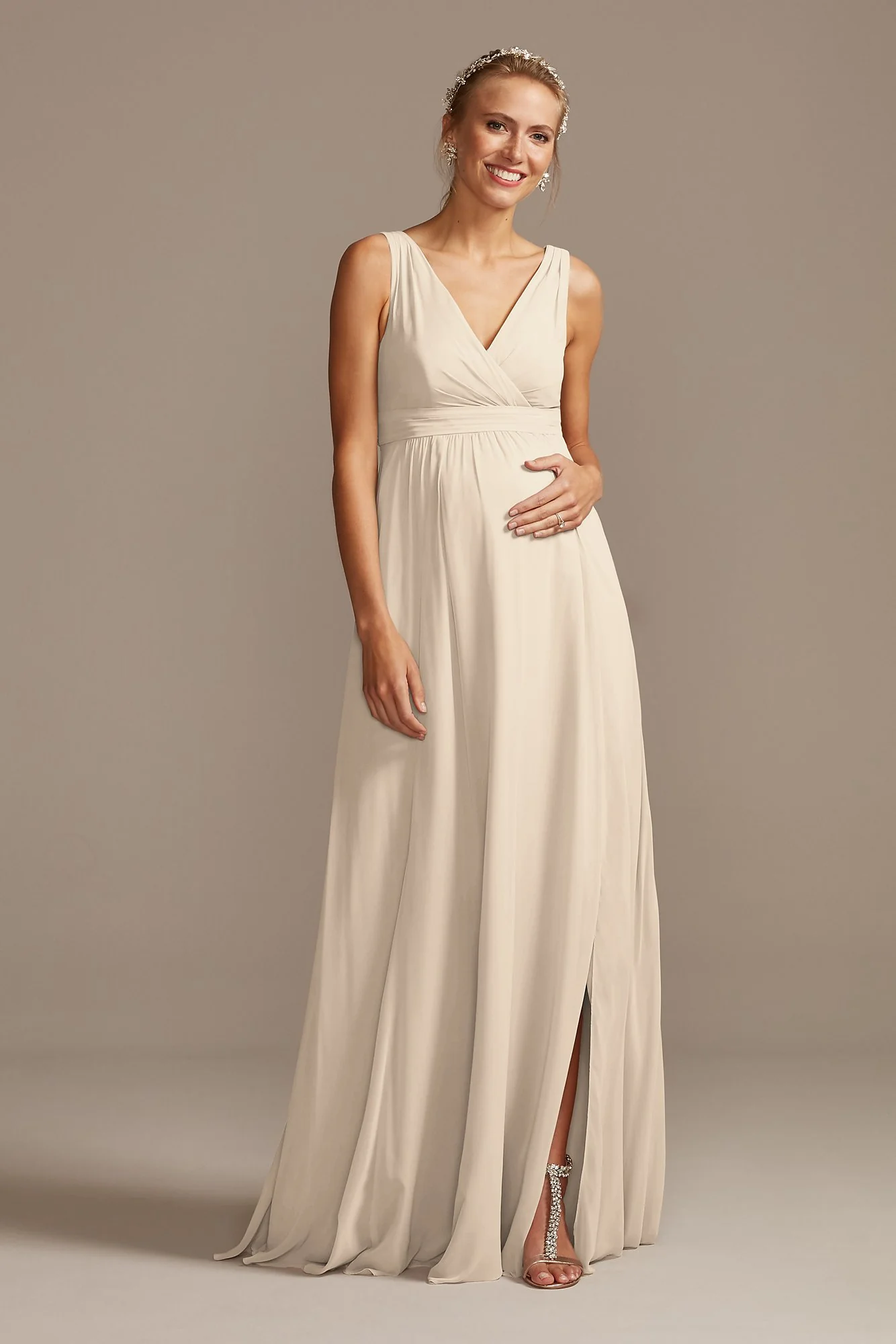 Pleated Tank Chiffon Maternity Dress - Image 29