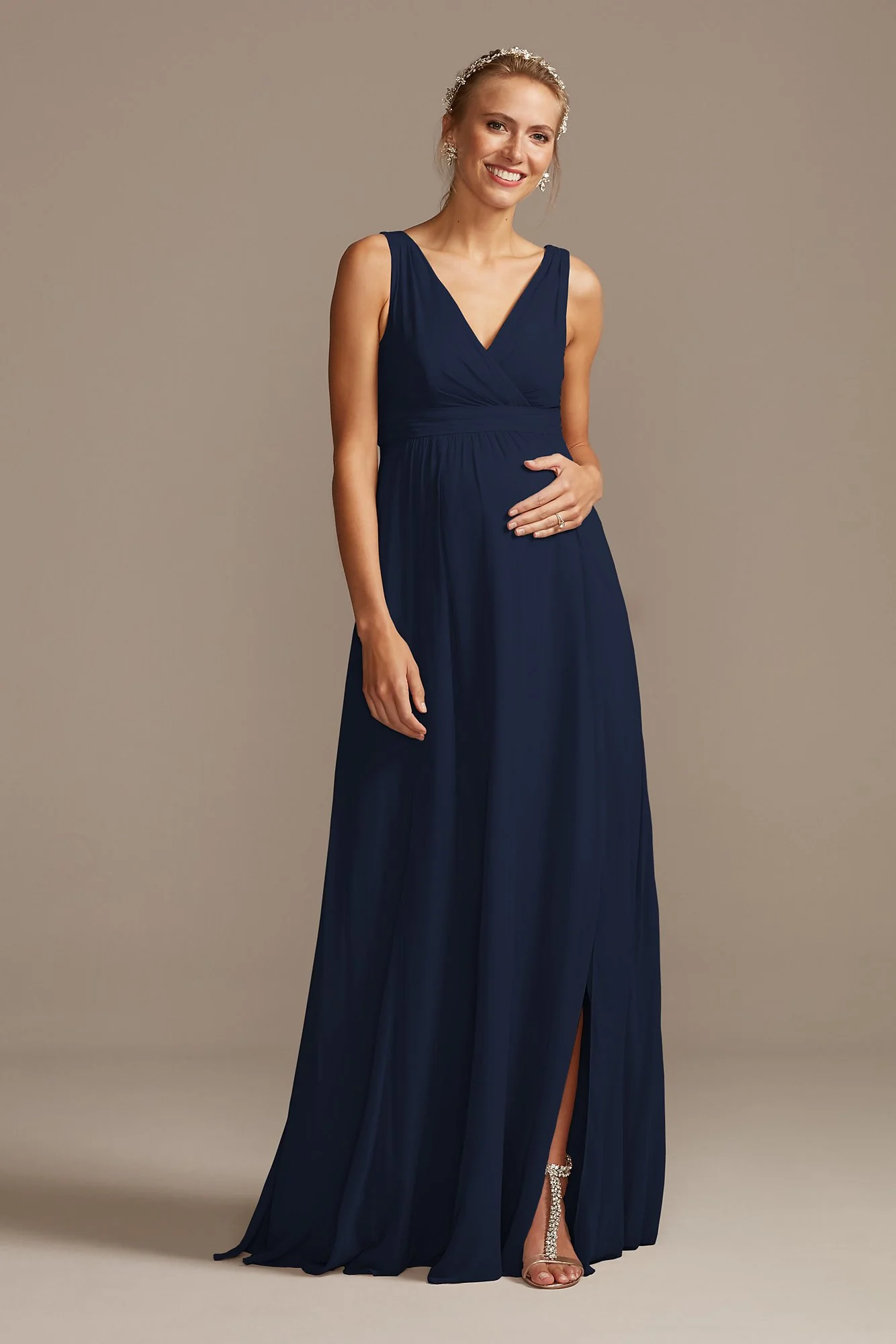 Pleated Tank Chiffon Maternity Dress - Image 31