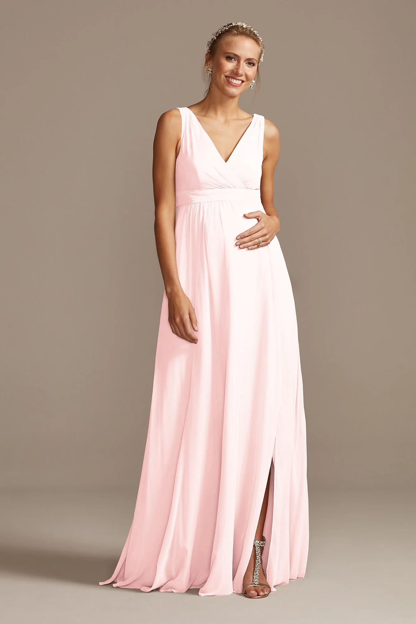 Pleated Tank Chiffon Maternity Dress - Image 32