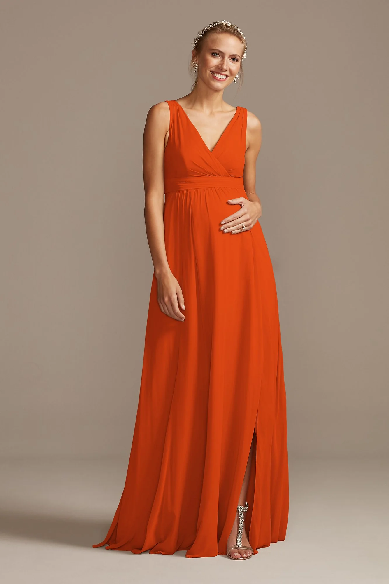 Pleated Tank Chiffon Maternity Dress - Image 33