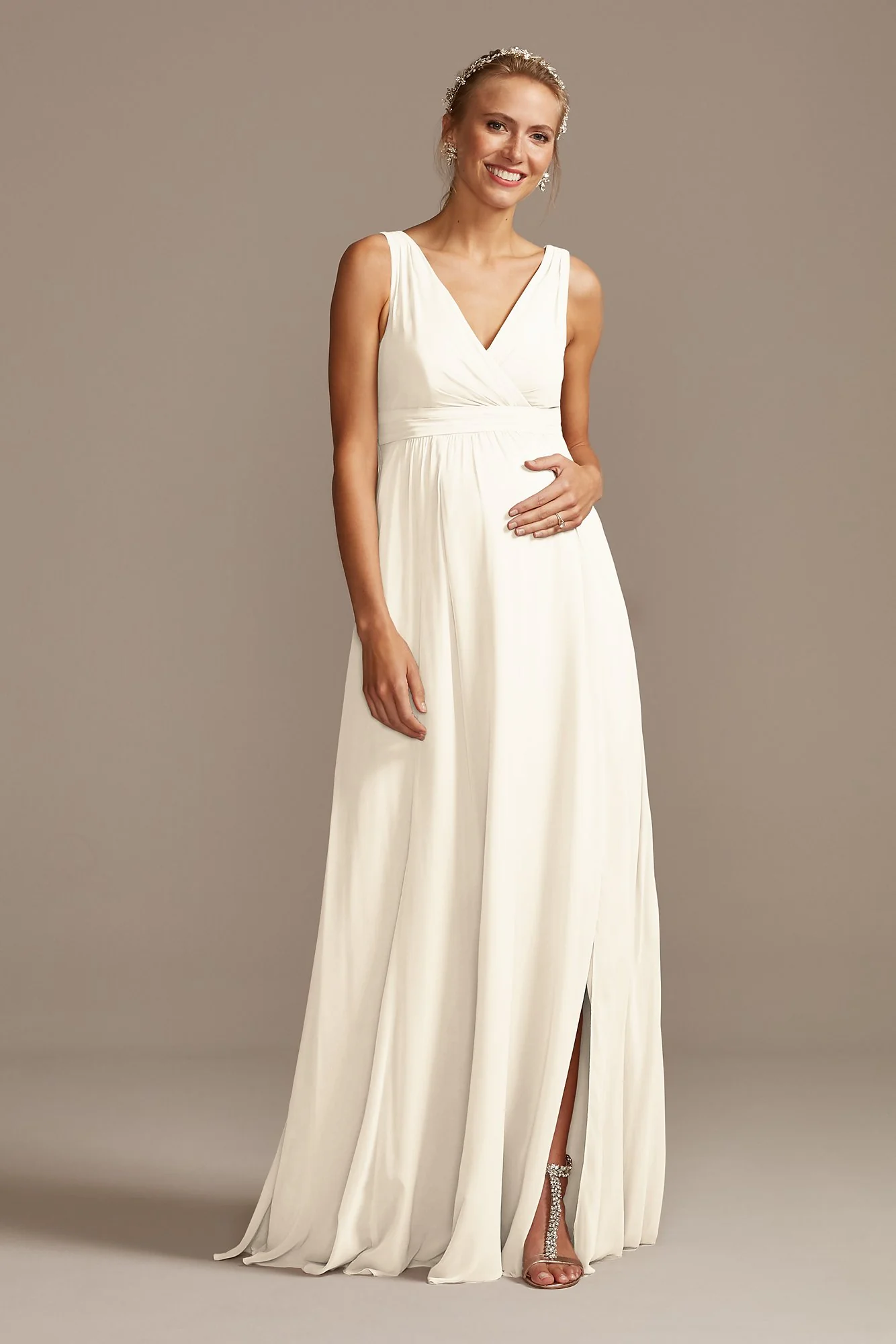 Pleated Tank Chiffon Maternity Dress - Image 35