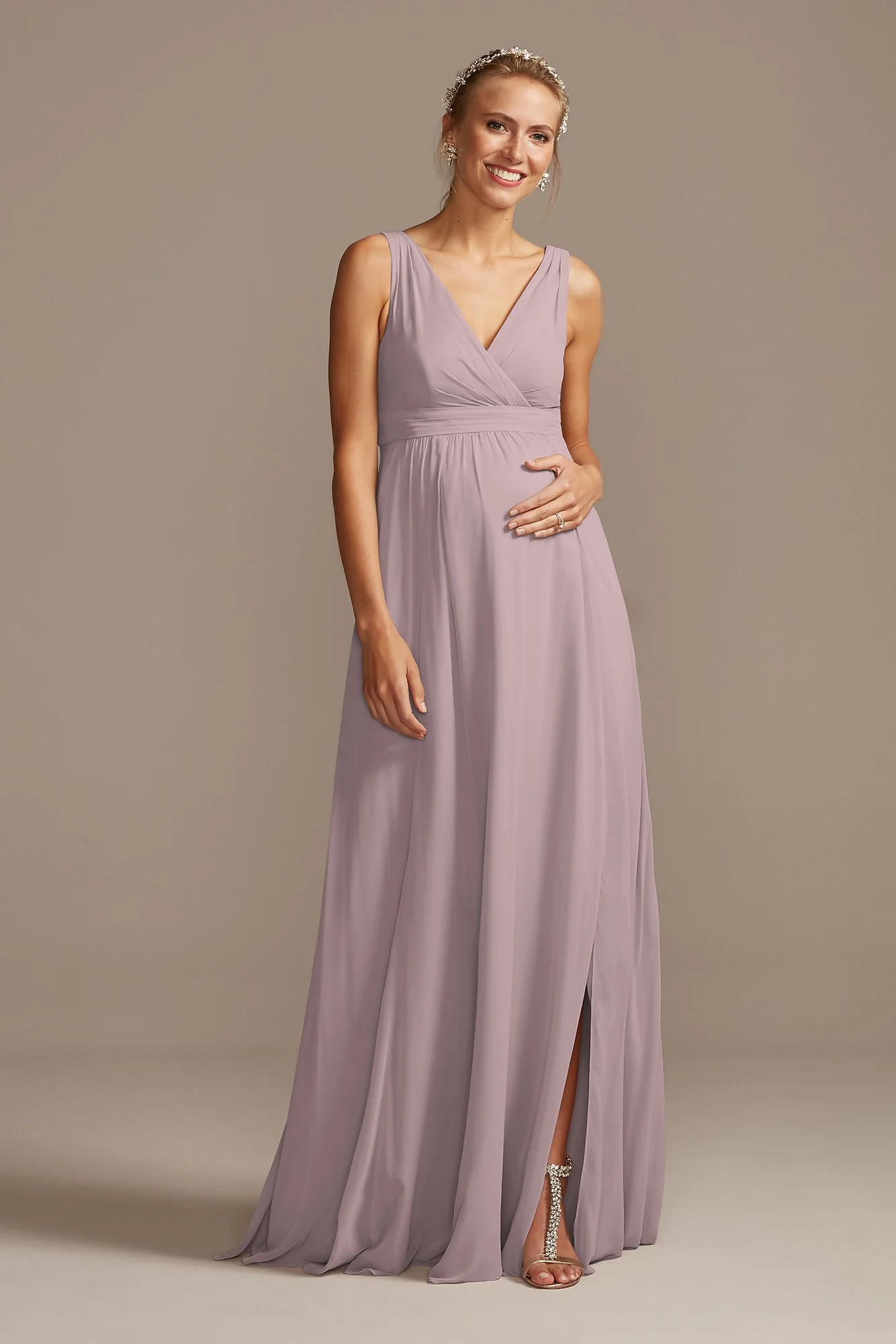 Pleated Tank Chiffon Maternity Dress - Image 37