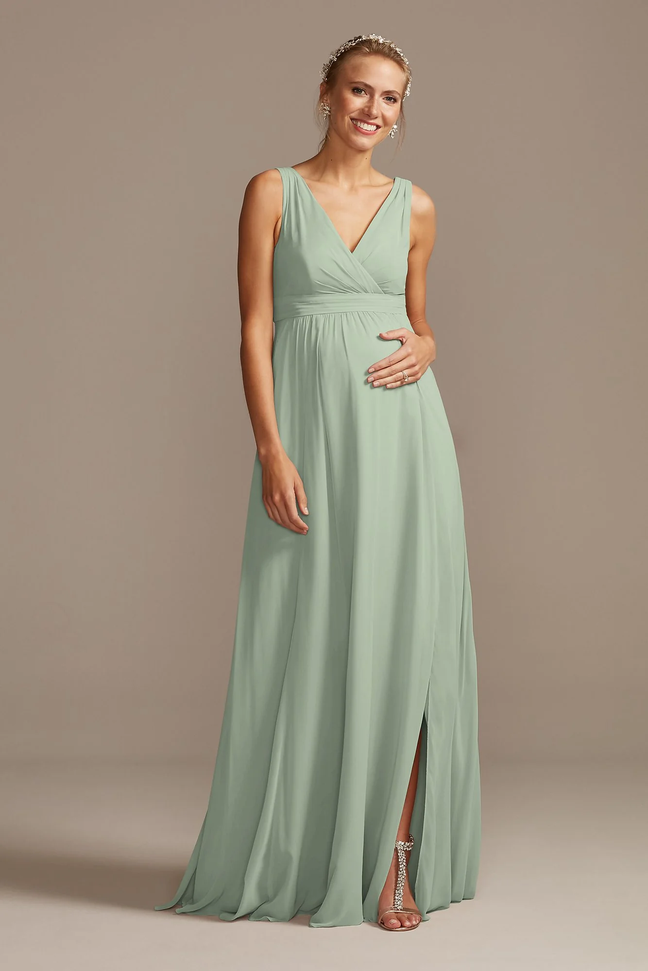 Pleated Tank Chiffon Maternity Dress - Image 38