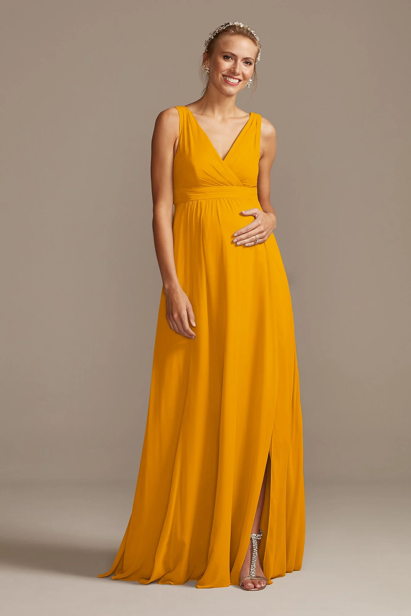 Pleated Tank Chiffon Maternity Dress - Image 40