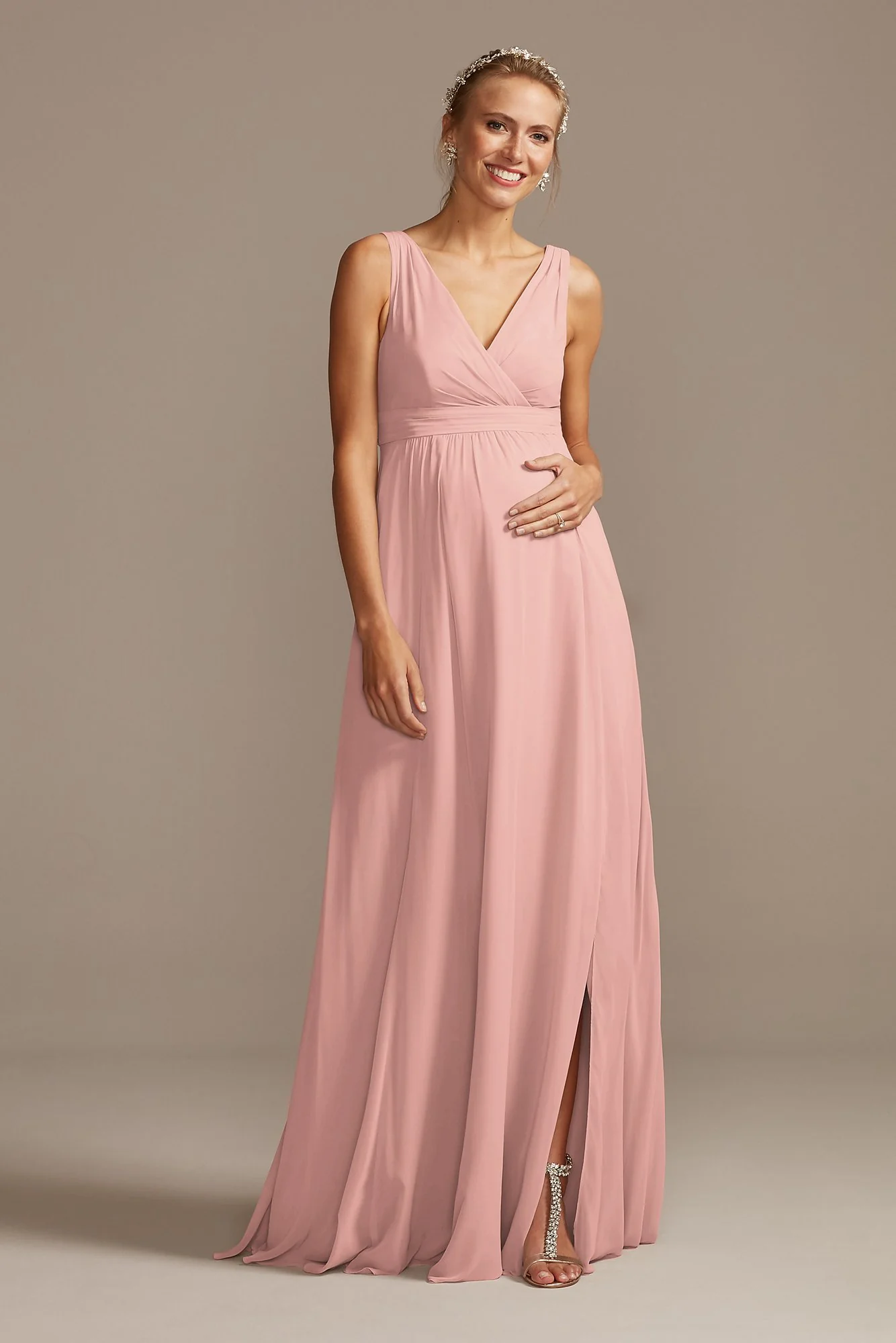 Pleated Tank Chiffon Maternity Dress - Image 47