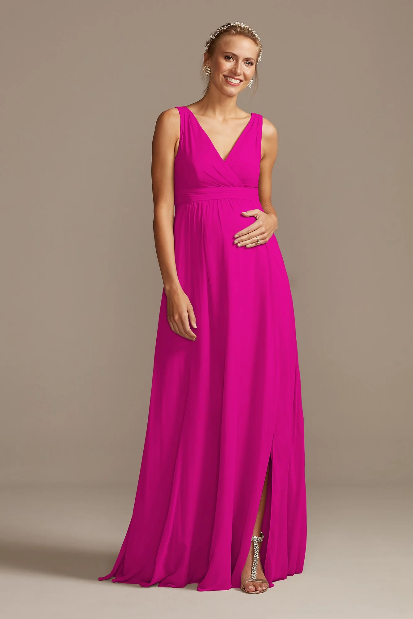 Pleated Tank Chiffon Maternity Dress - Image 48