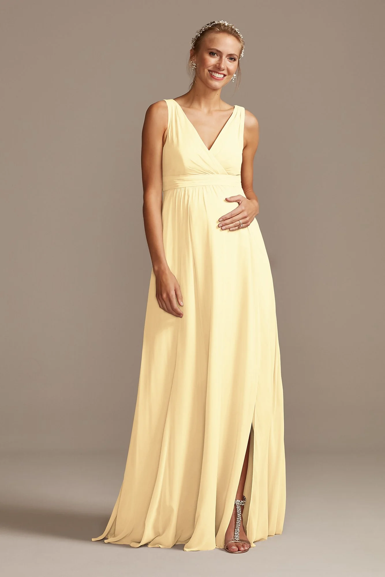 Pleated Tank Chiffon Maternity Dress - Image 49