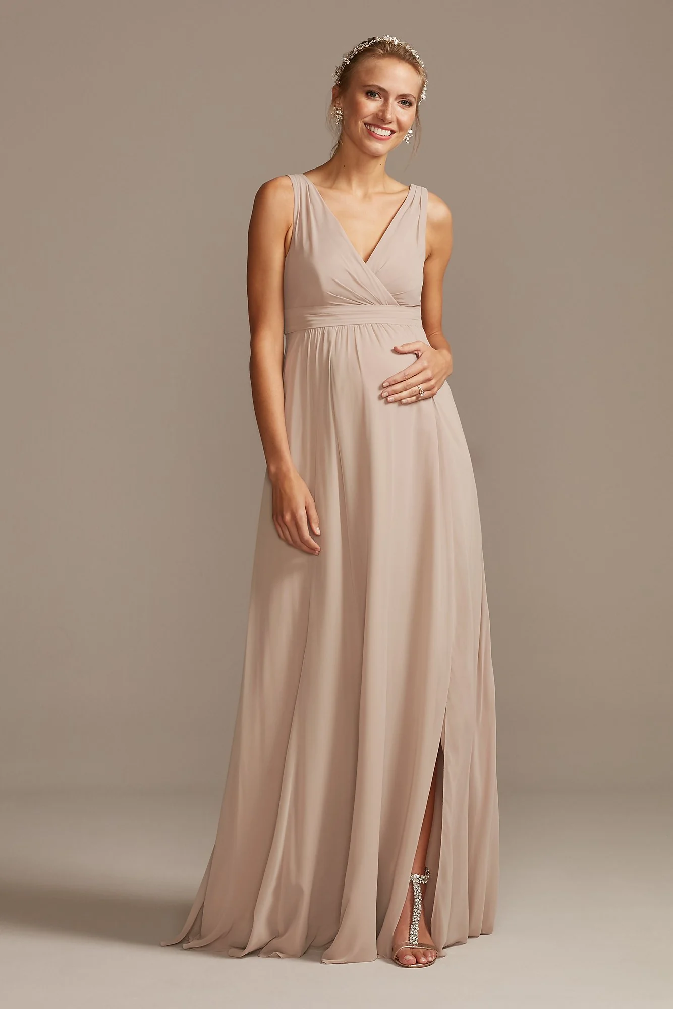 Pleated Tank Chiffon Maternity Dress - Image 5