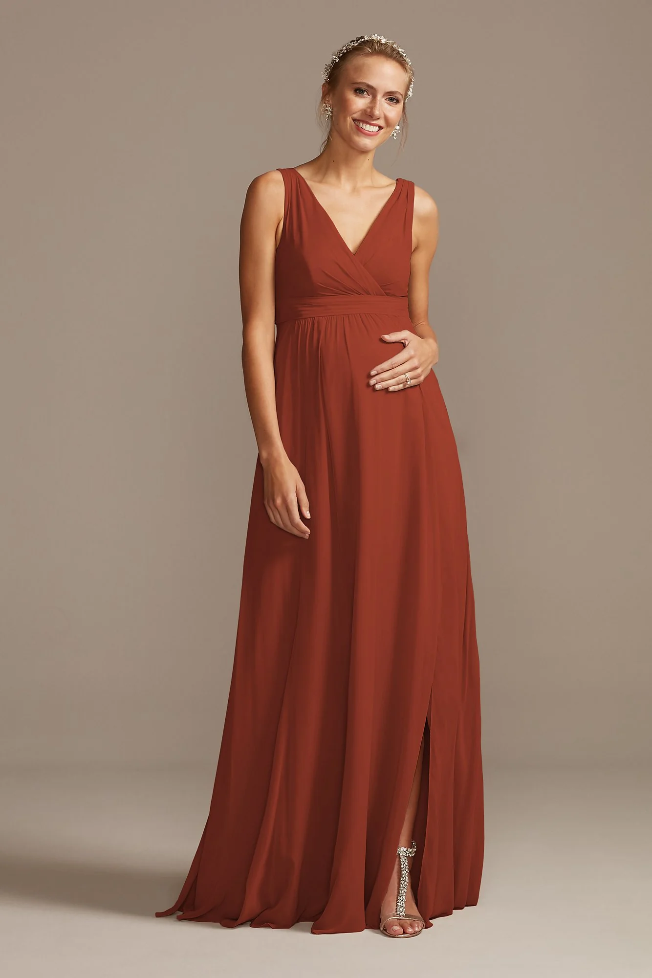Pleated Tank Chiffon Maternity Dress - Image 50