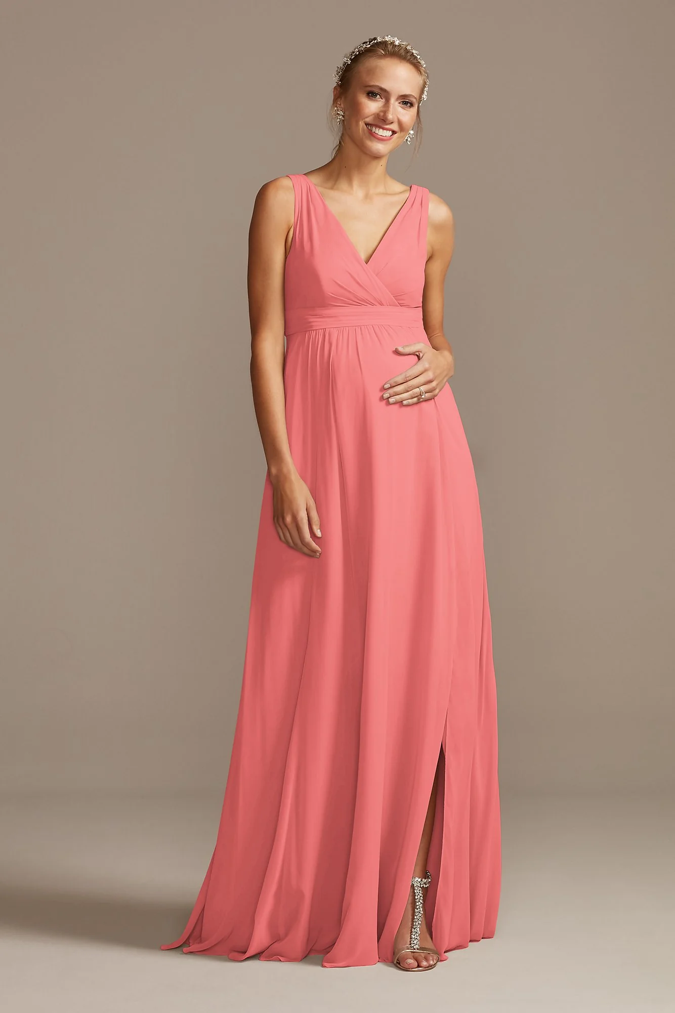 Pleated Tank Chiffon Maternity Dress - Image 52
