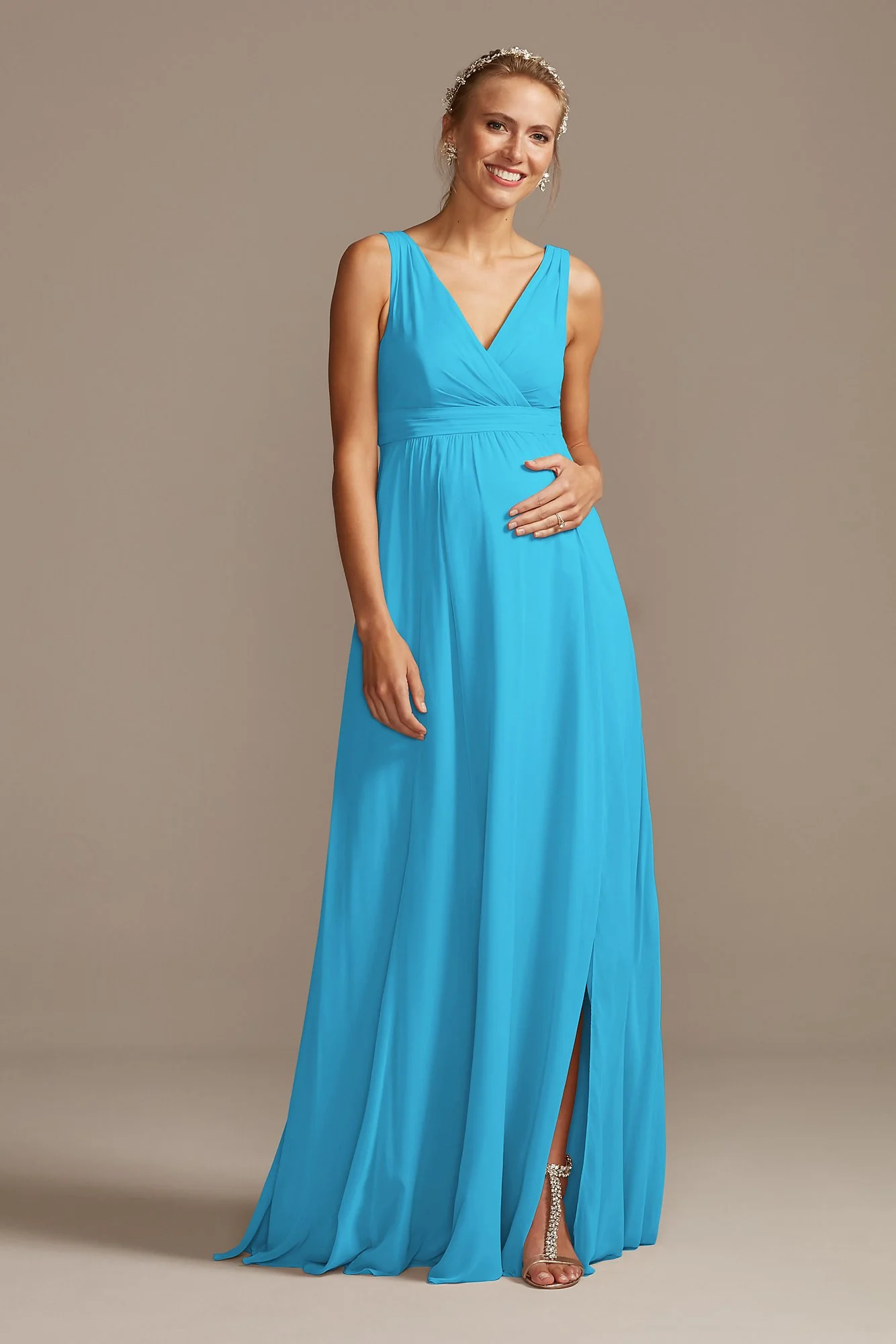 Pleated Tank Chiffon Maternity Dress - Image 61
