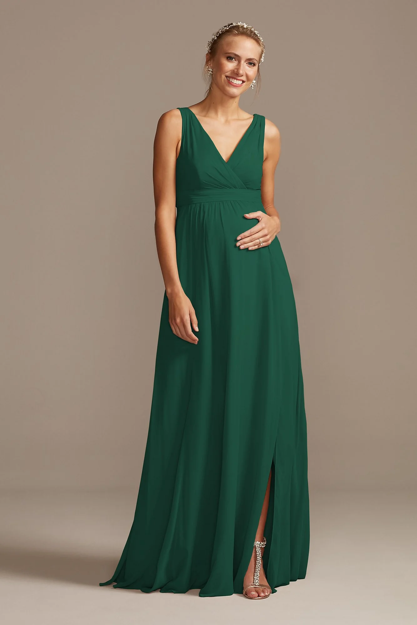Pleated Tank Chiffon Maternity Dress - Image 62