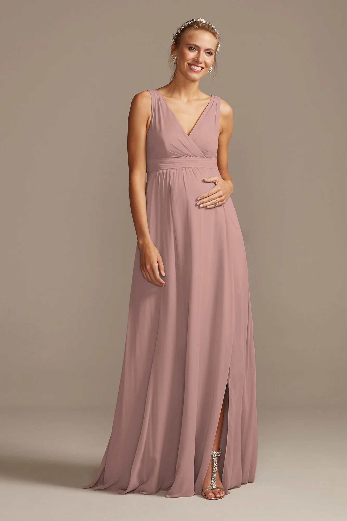 Pleated Tank Chiffon Maternity Dress - Image 66