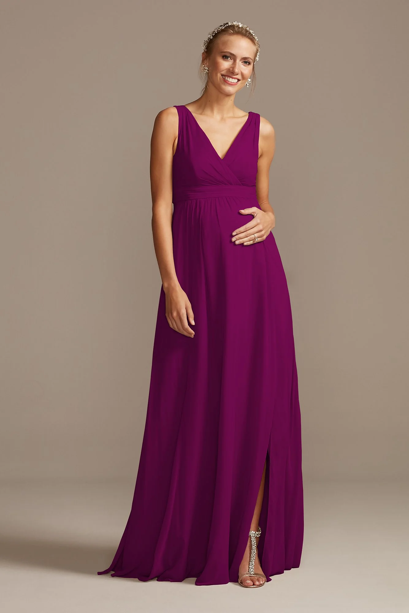 Pleated Tank Chiffon Maternity Dress - Image 67