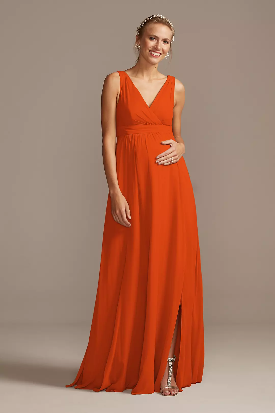 Pleated Tank Chiffon Maternity Dress - Image 69