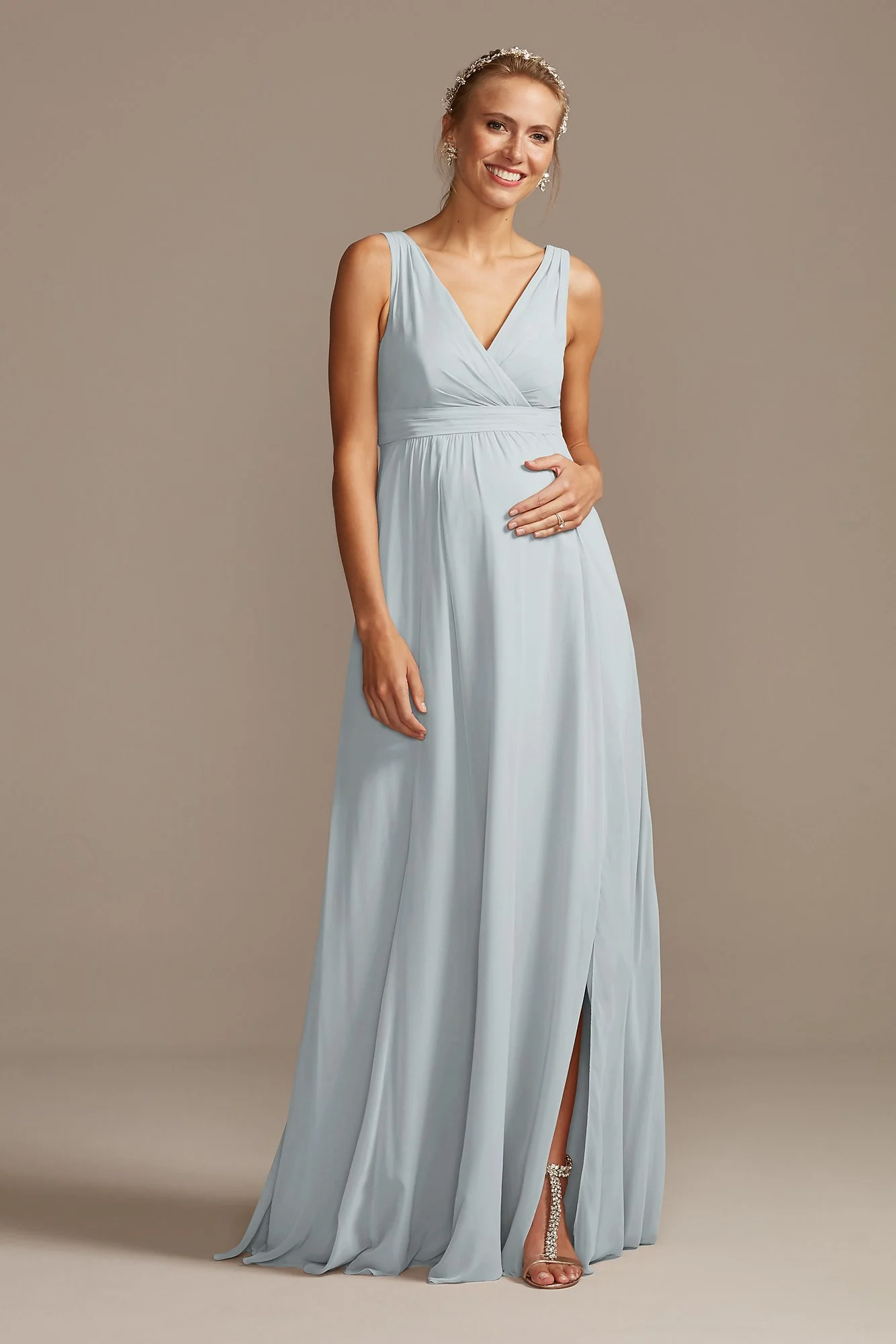 Pleated Tank Chiffon Maternity Dress - Image 71